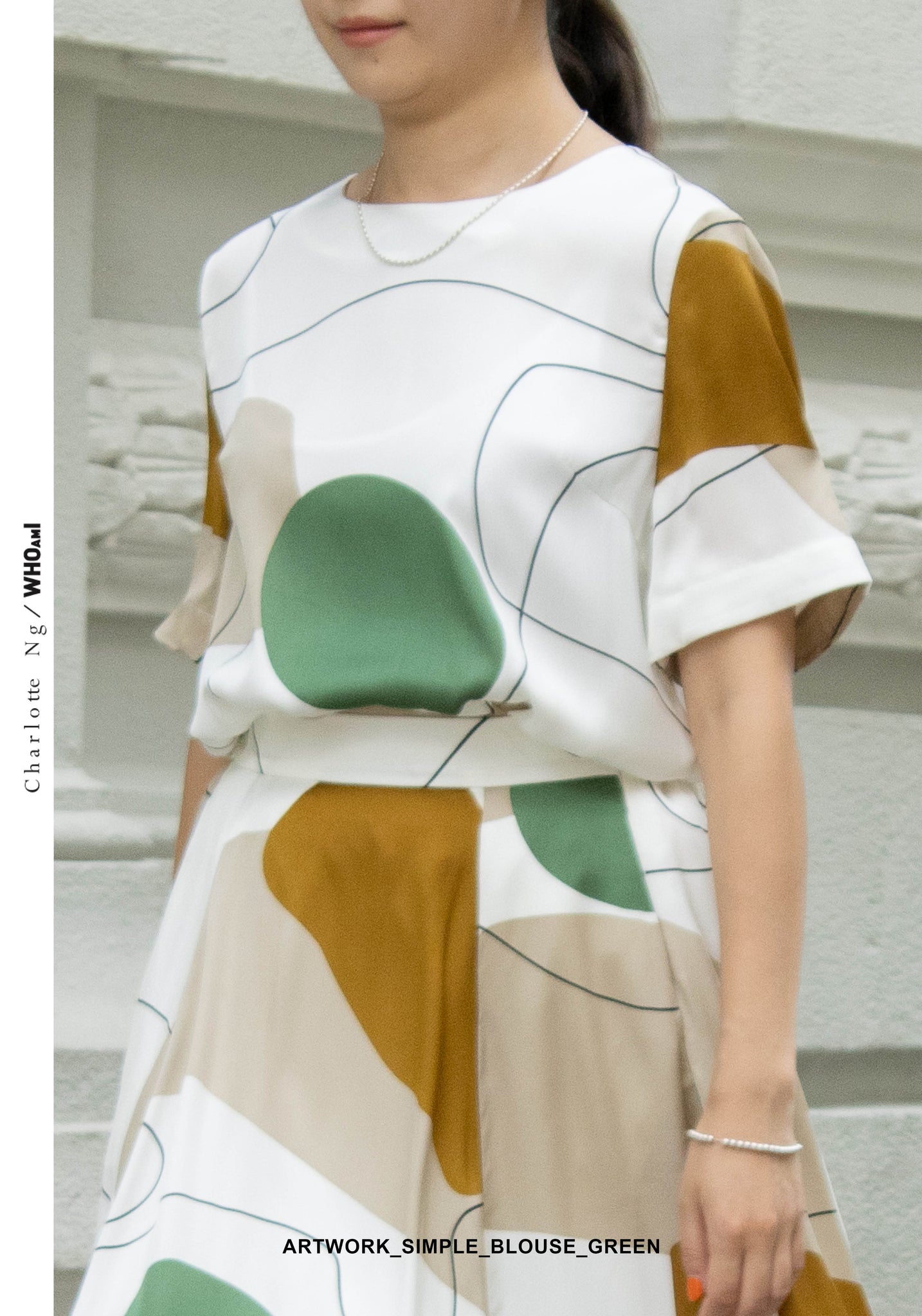 Artwork Simple Blouse Green - whoami