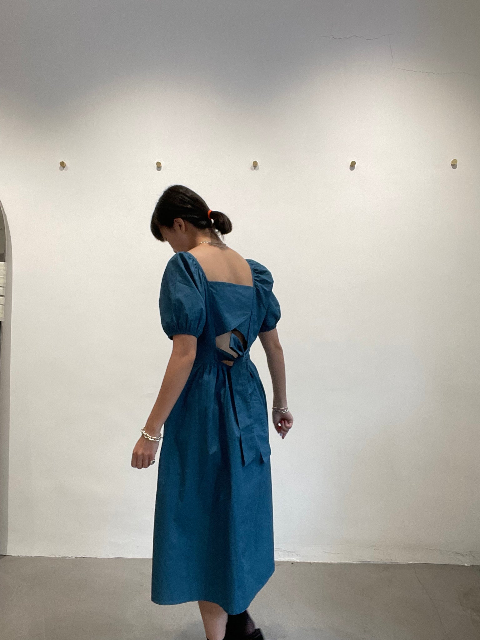 Back Cut Tie Dress Peacock Blue