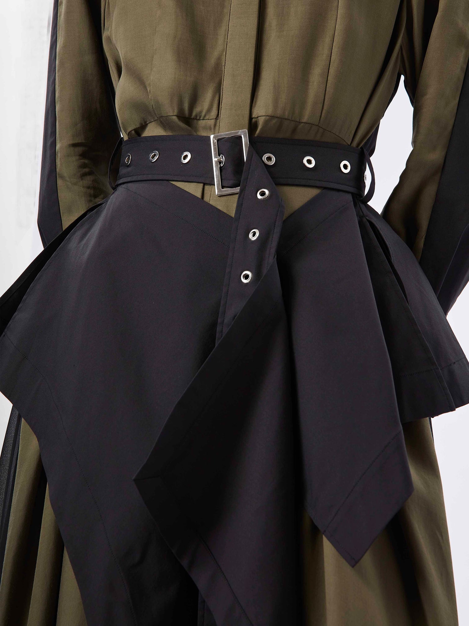 2-Tone Trench & Dress Military Green & Black