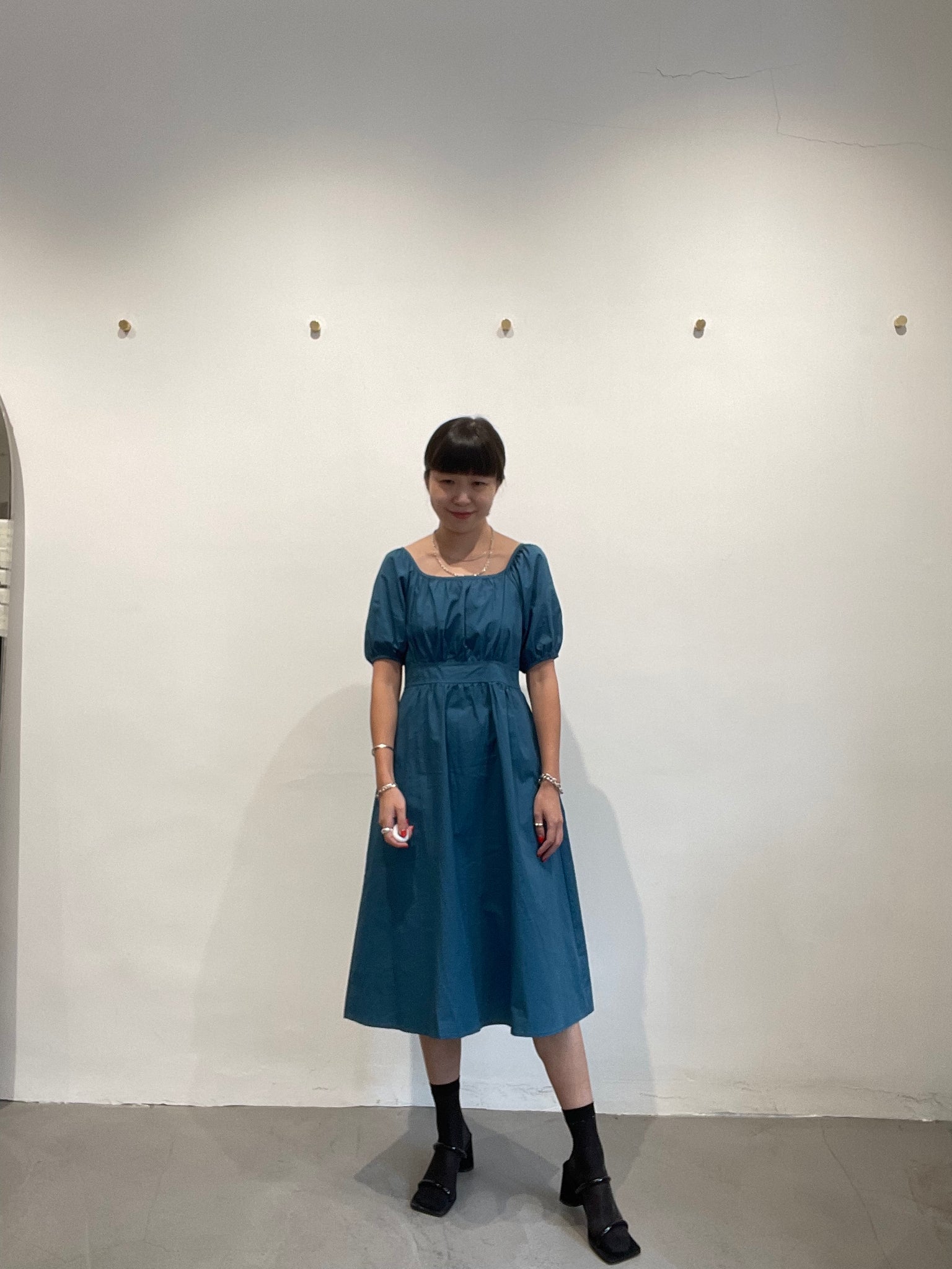 Back Cut Tie Dress Peacock Blue