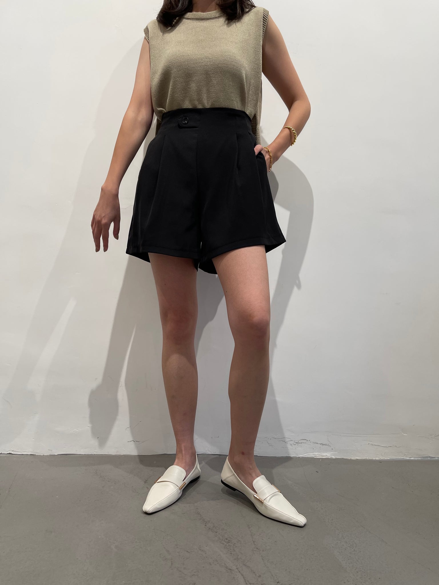 Daily Single Button Shorts Black