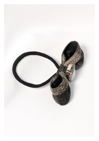 Bold Gem And Checker Ribbon Hairband Black - whoami
