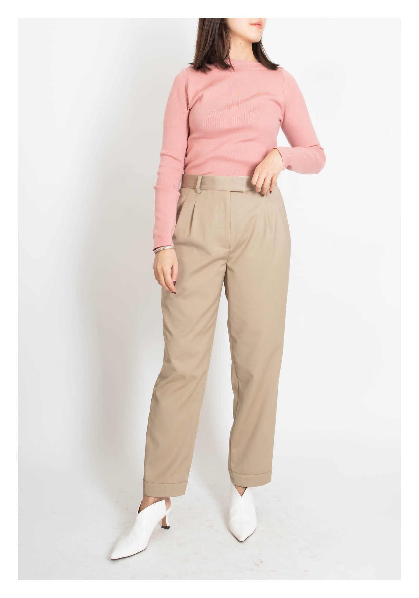 Back Slit Button Taper Pants Beige - whoami