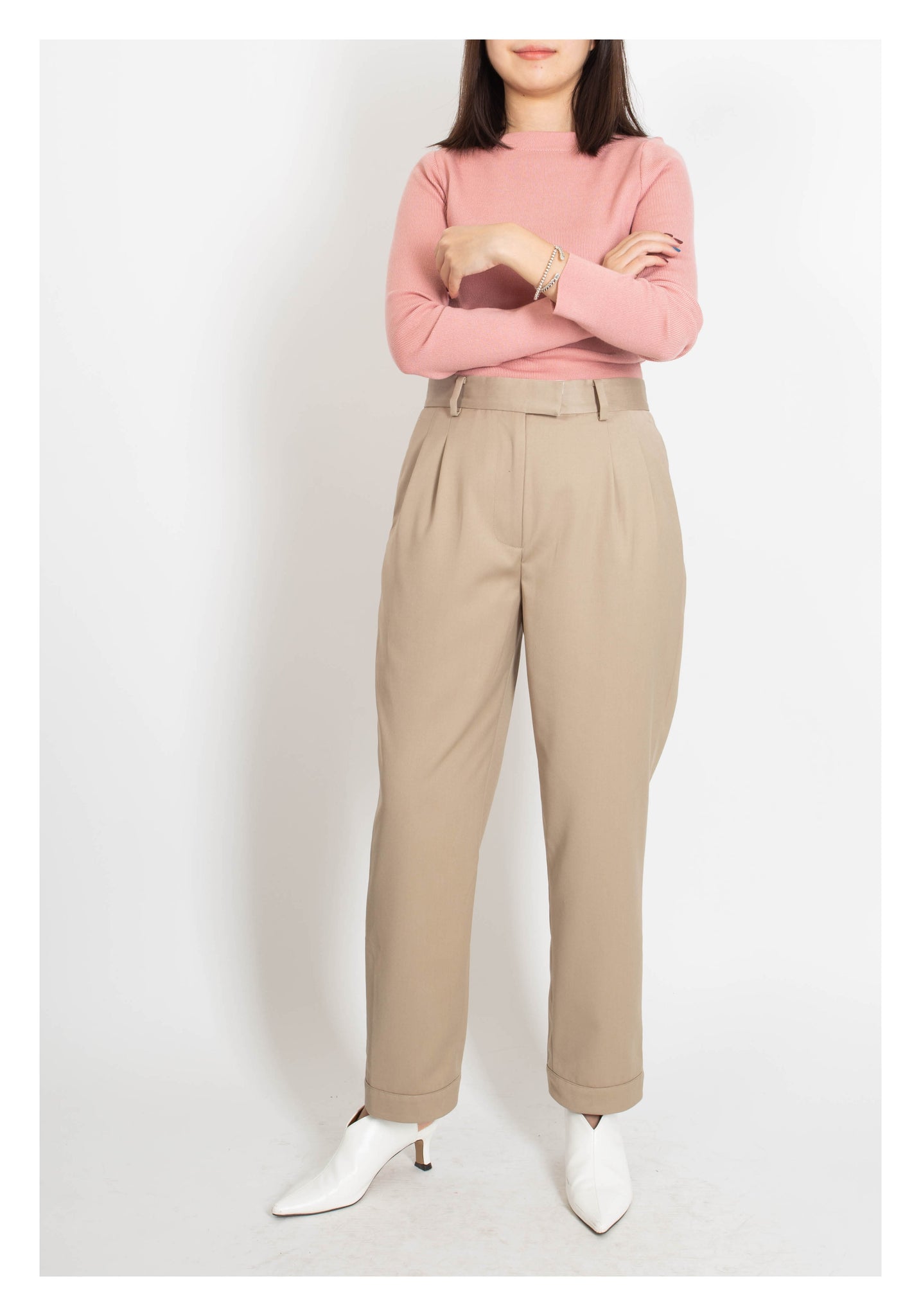 Back Slit Button Taper Pants Beige - whoami