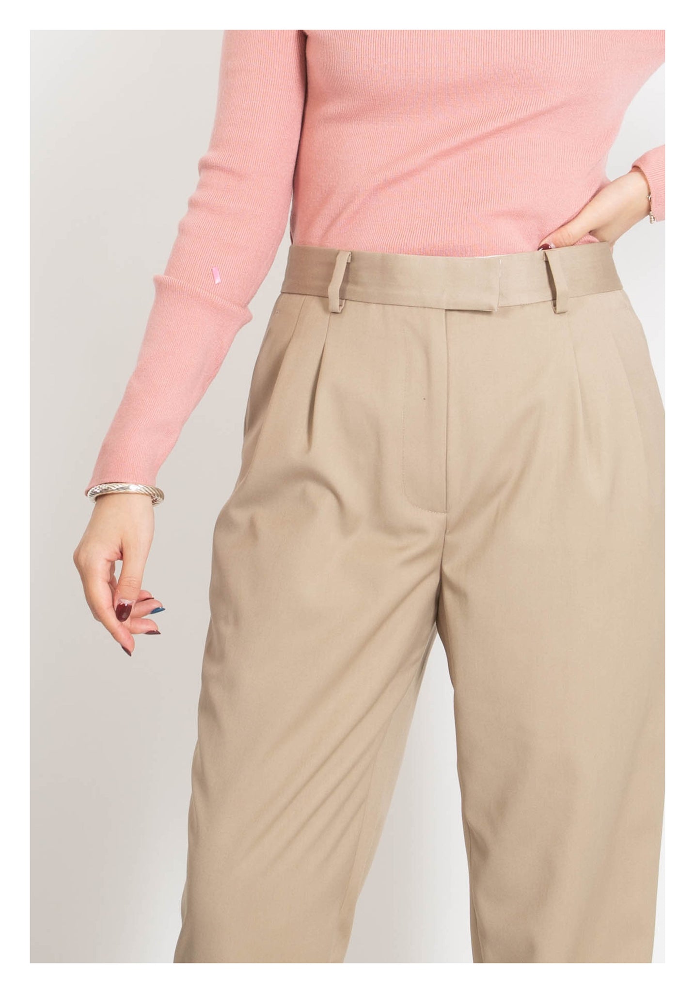 Back Slit Button Taper Pants Beige - whoami