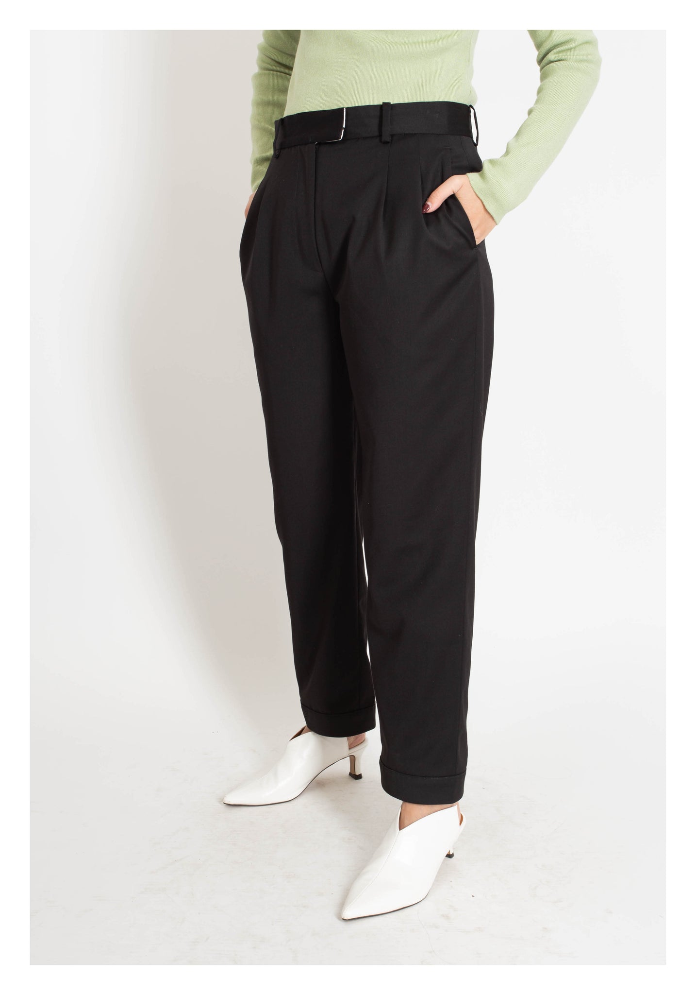 Back Slit Button Taper Pants Black - whoami