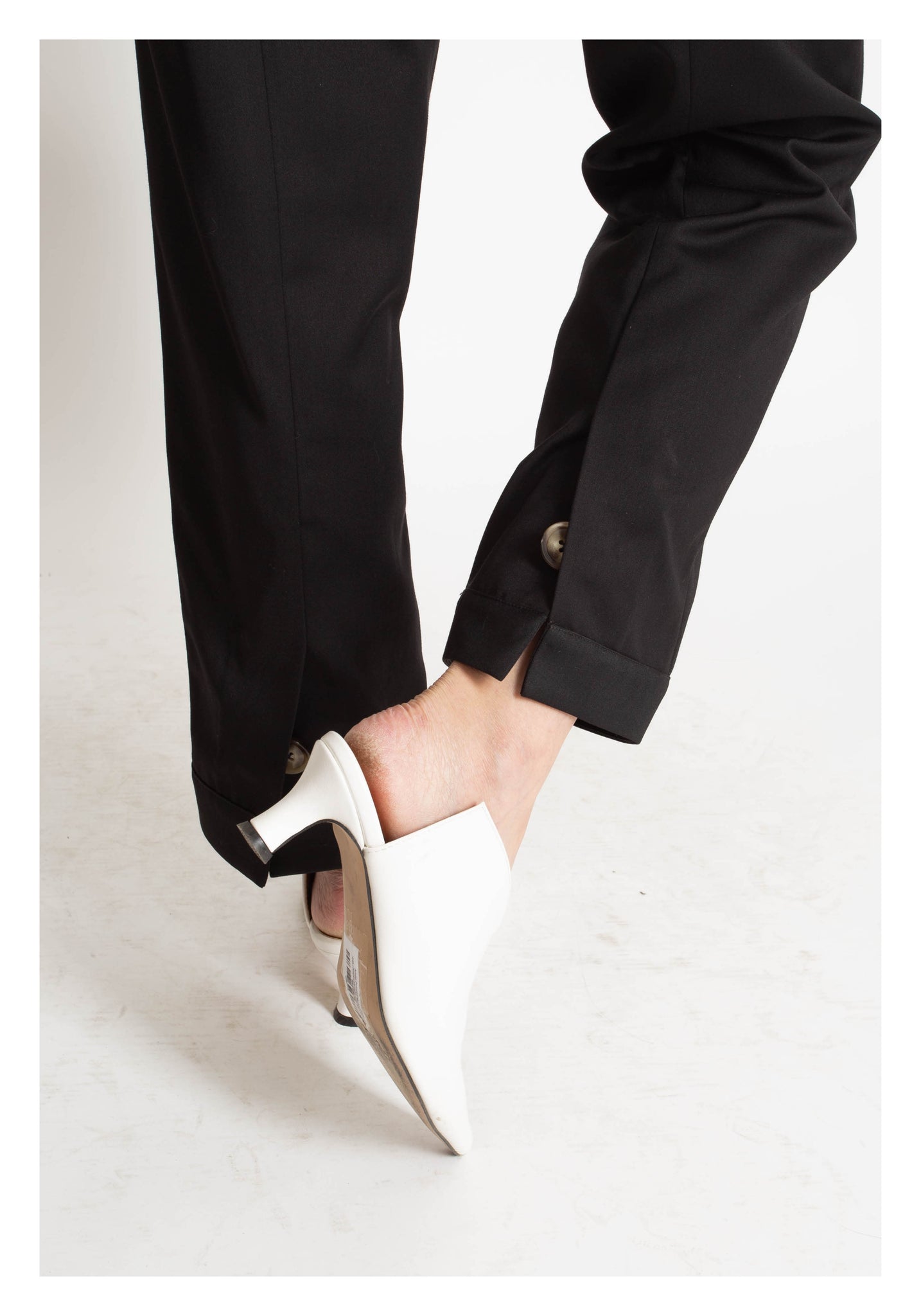 Back Slit Button Taper Pants Black - whoami