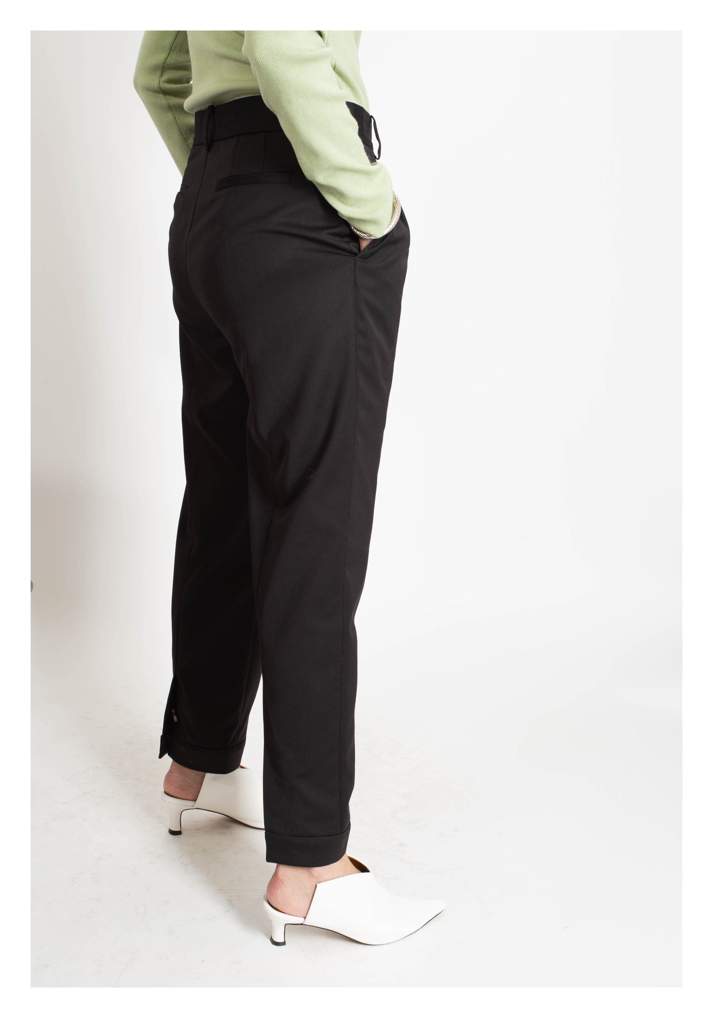 Back Slit Button Taper Pants Black - whoami