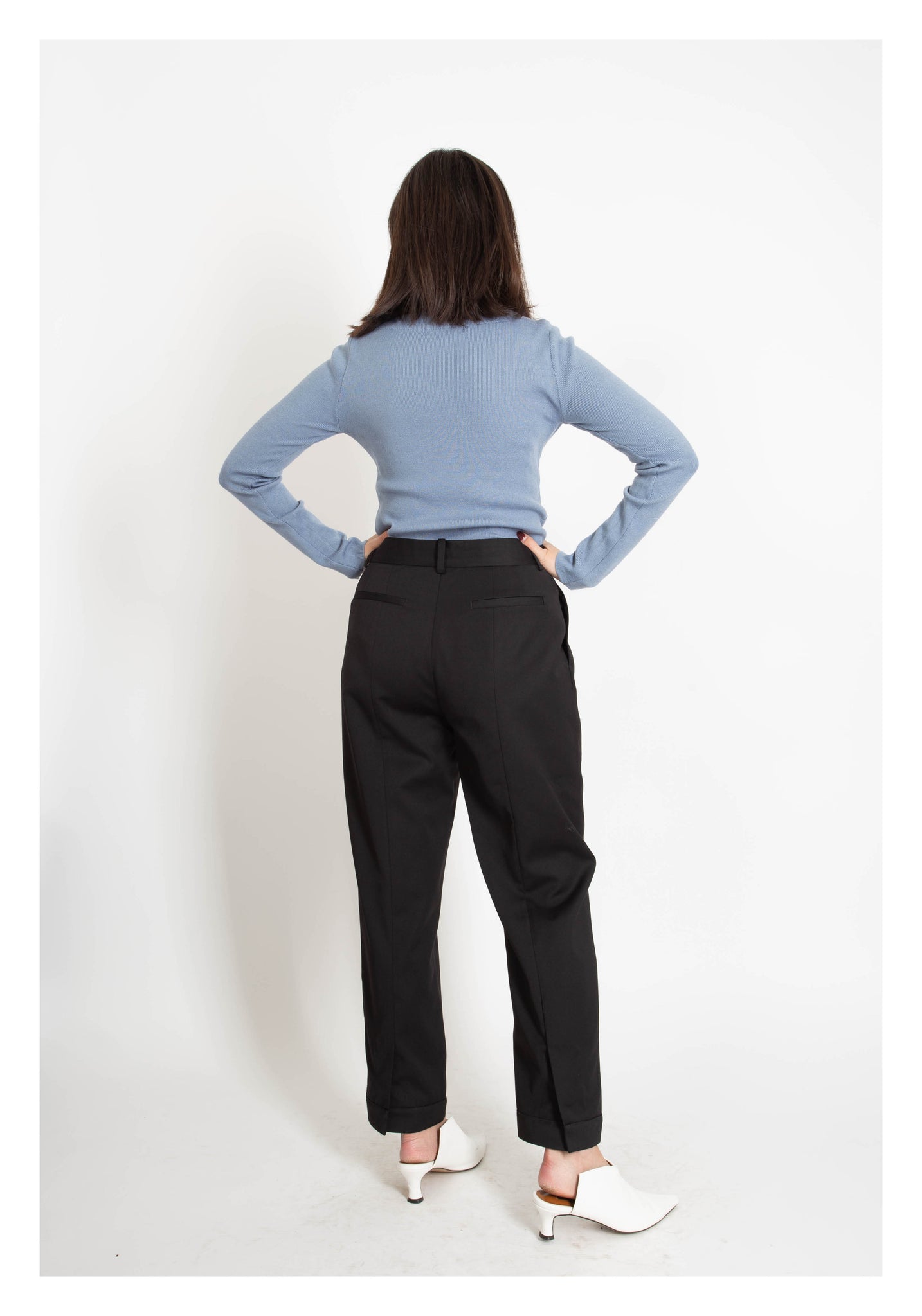 Back Slit Button Taper Pants Black - whoami