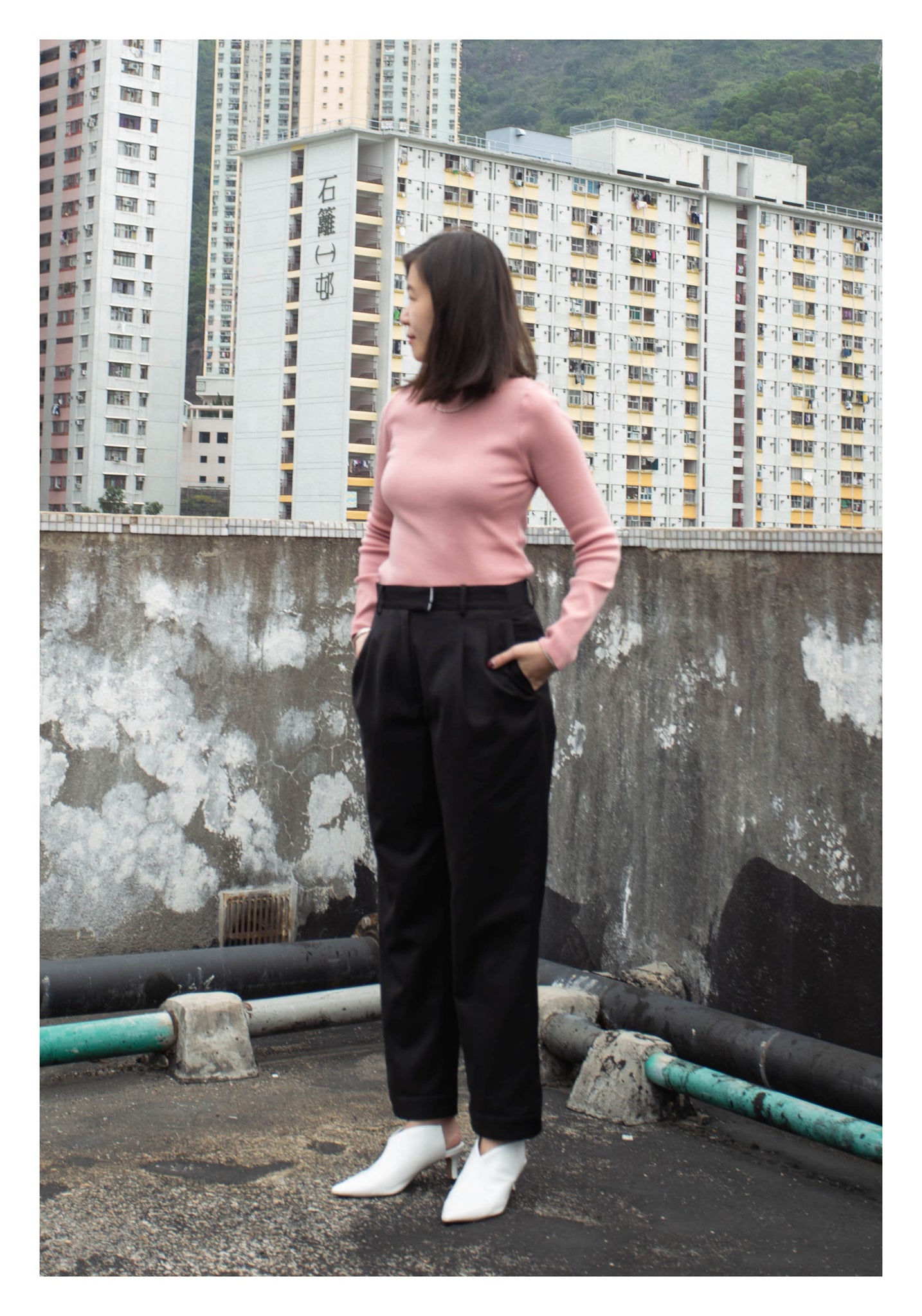 Back Slit Button Taper Pants Black - whoami