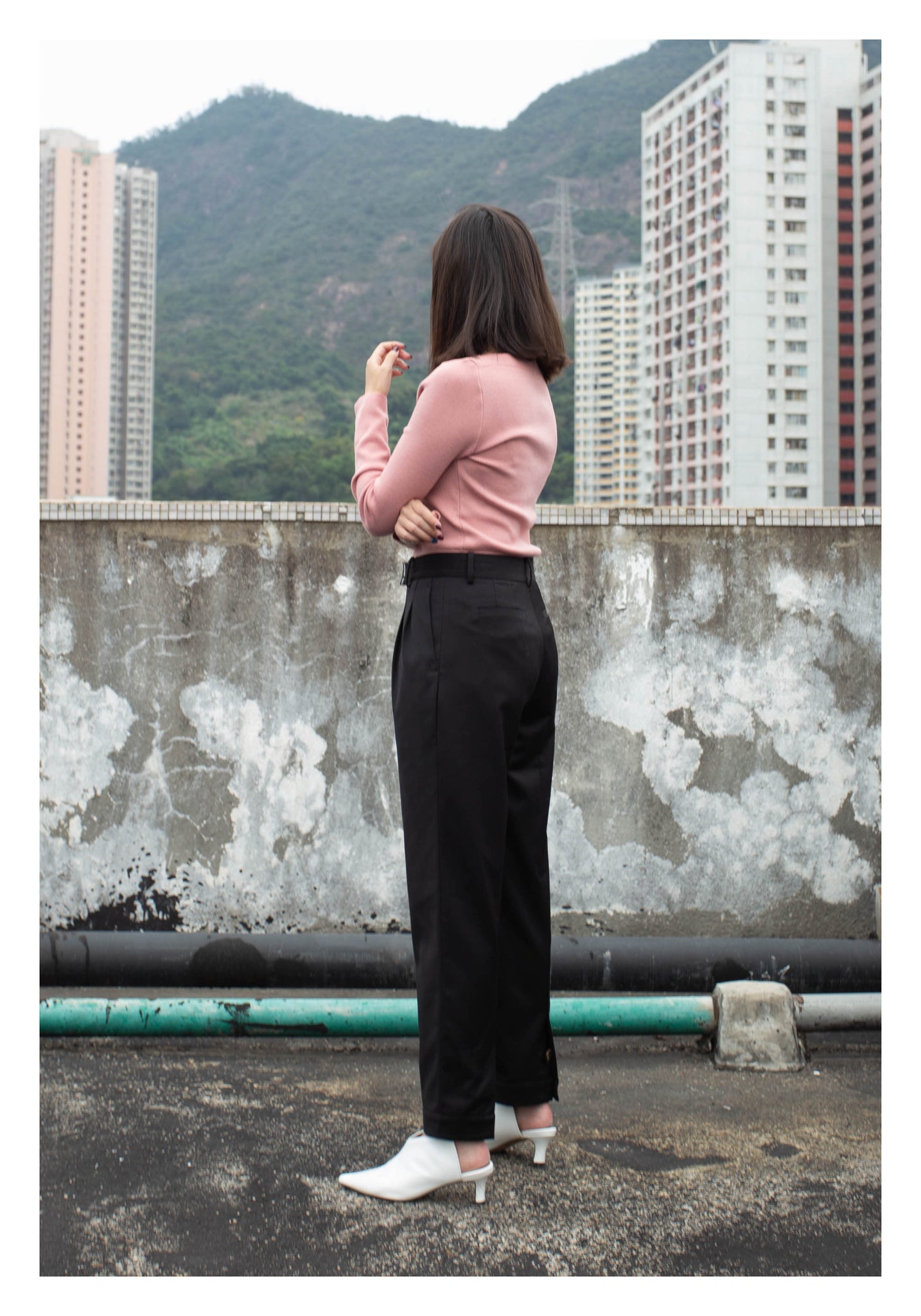Back Slit Button Taper Pants Black - whoami