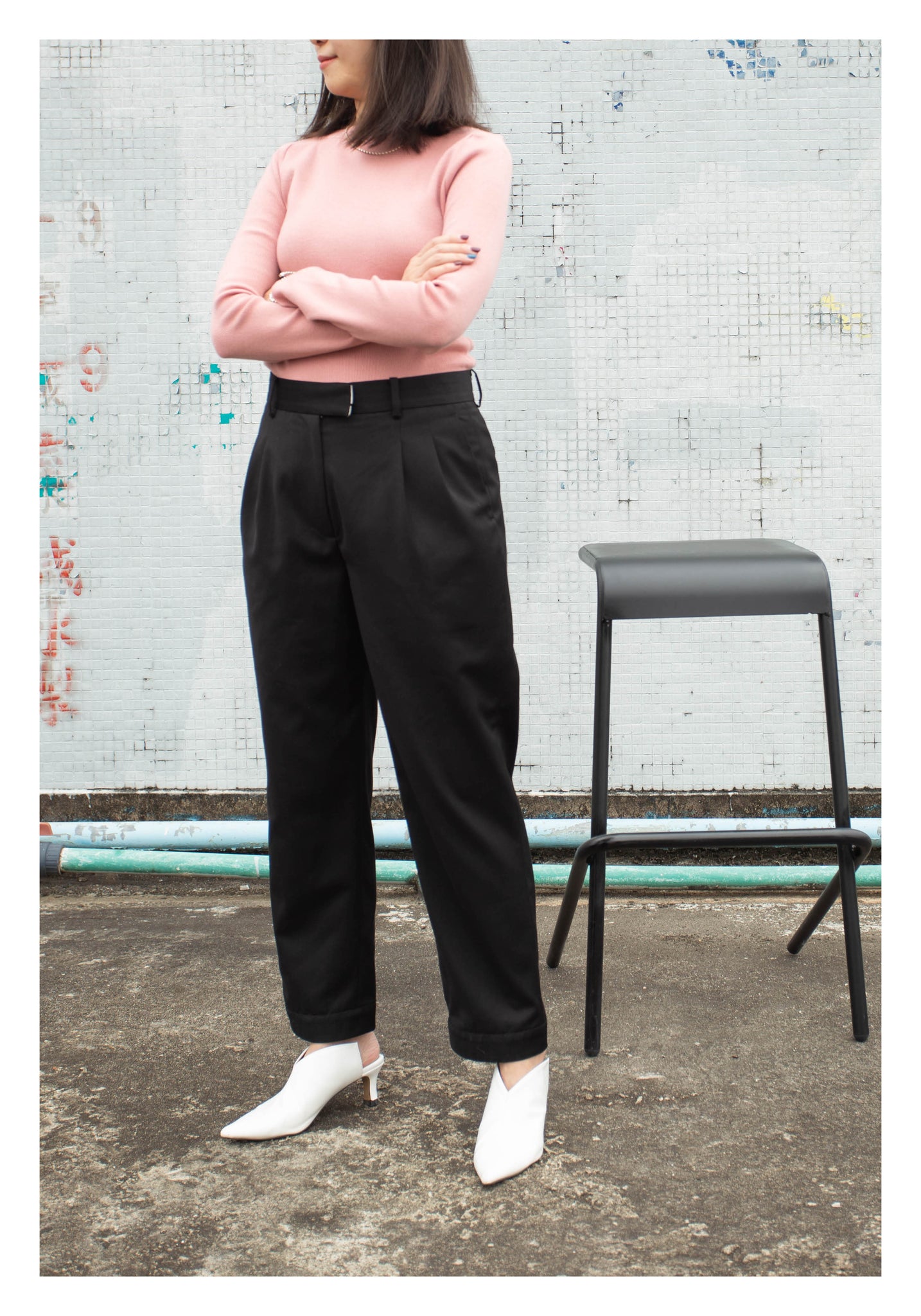 Back Slit Button Taper Pants Black - whoami