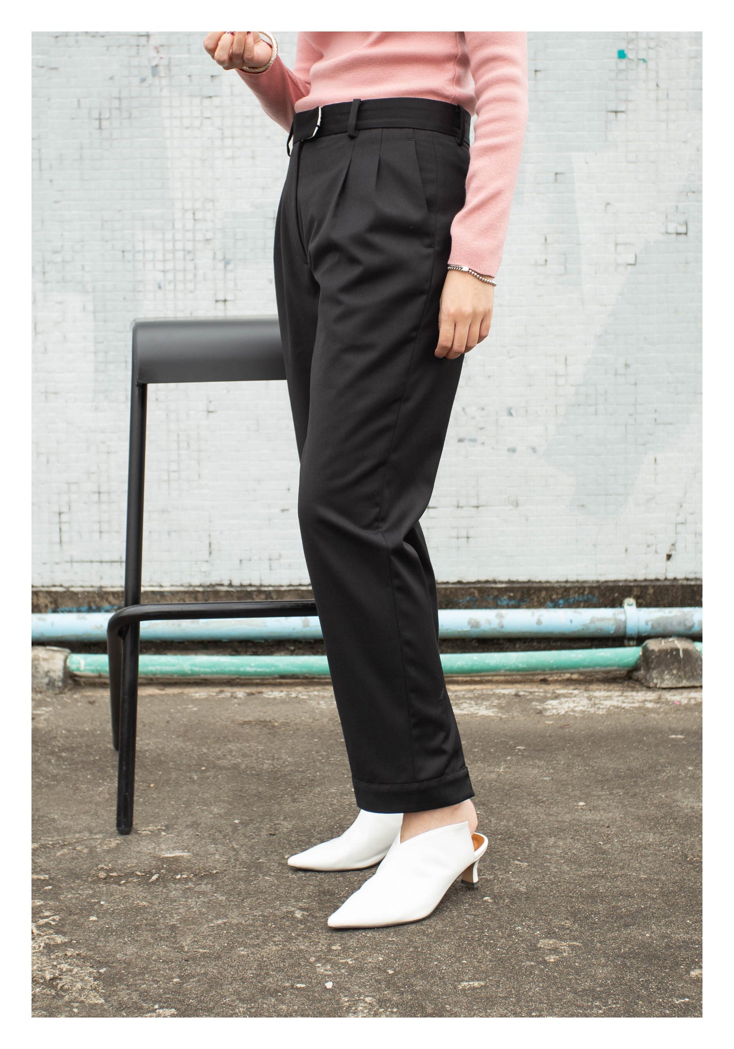 Back Slit Button Taper Pants Black - whoami