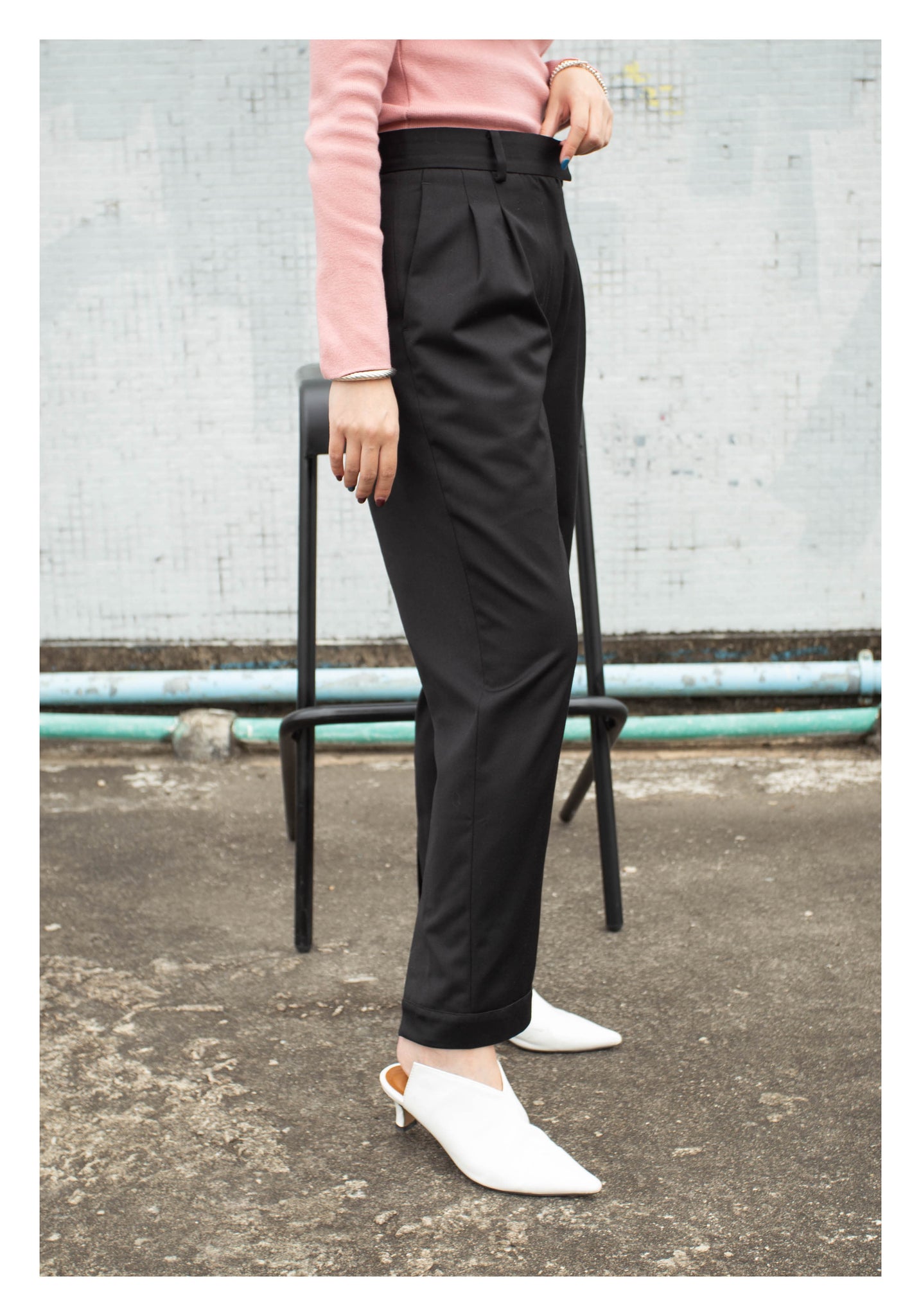 Back Slit Button Taper Pants Black - whoami