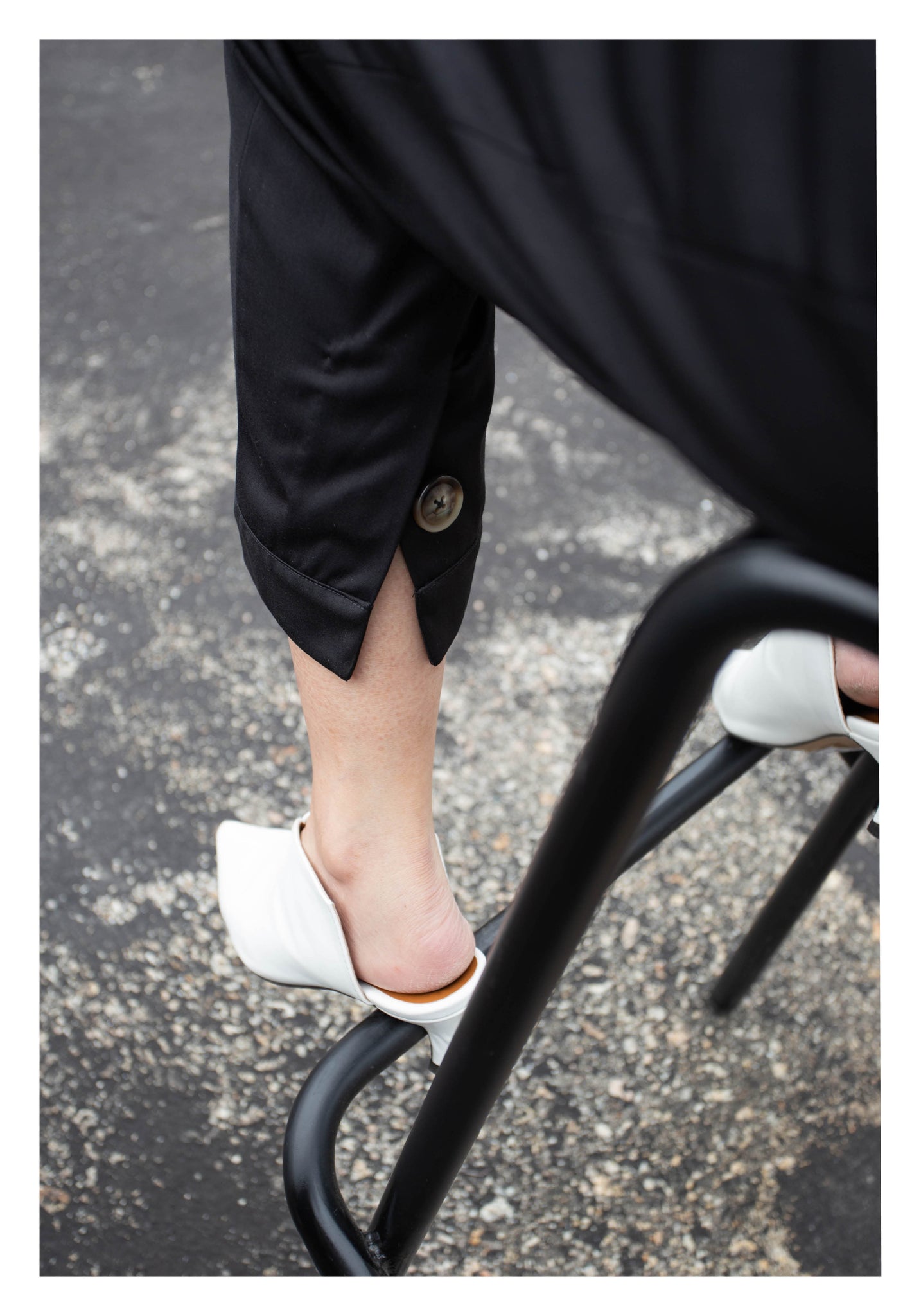 Back Slit Button Taper Pants Black - whoami