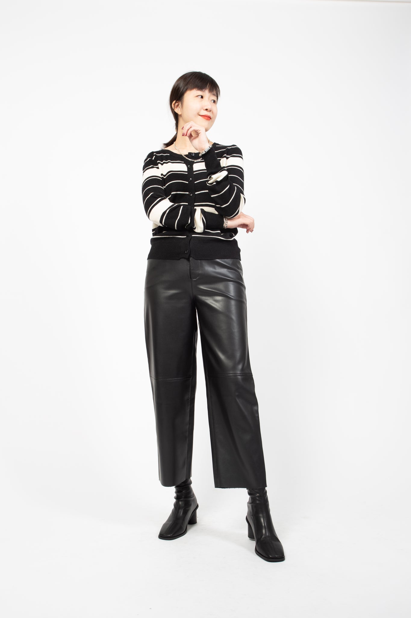 Faux Leather Wide Leg Ankle Pants