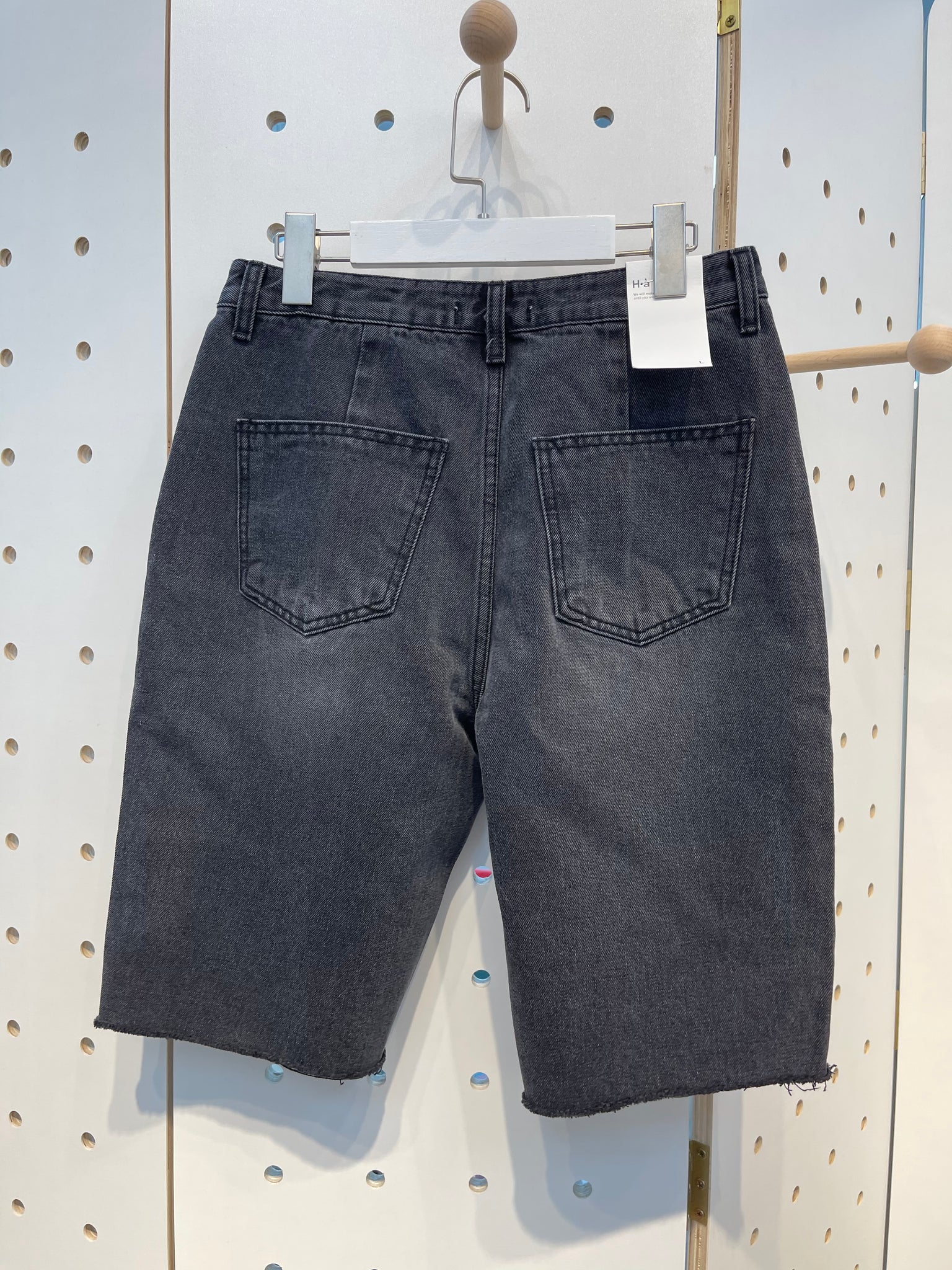 Mid Length Denim Shorts Black