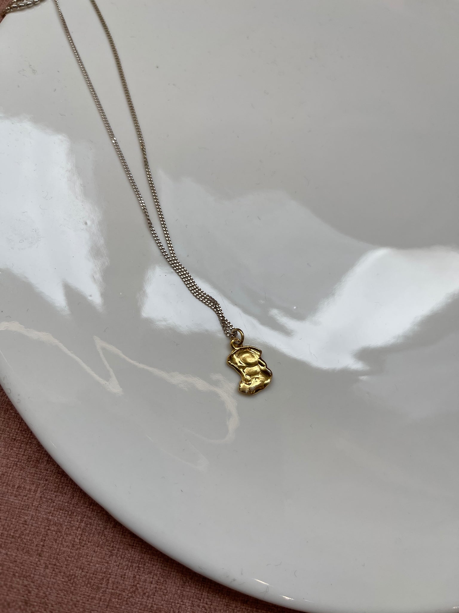 925 Silver Irregular Coin Pendant Gold (Pendant Only)