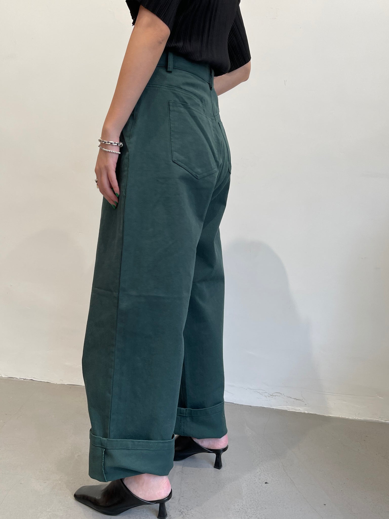 Wide Leg Colour Denim Dark Green