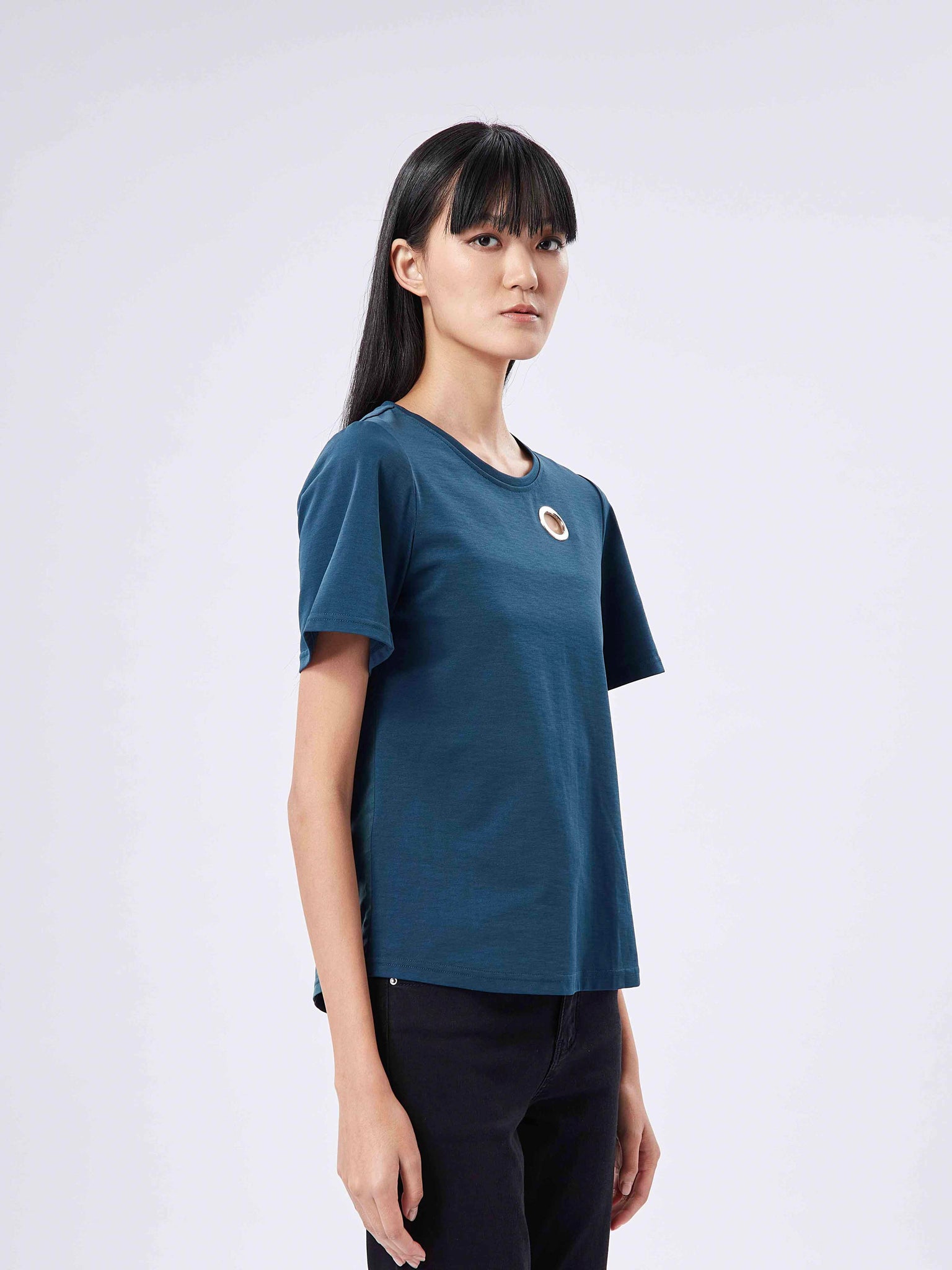 Premium Eyelet Tee Dark Turquoise