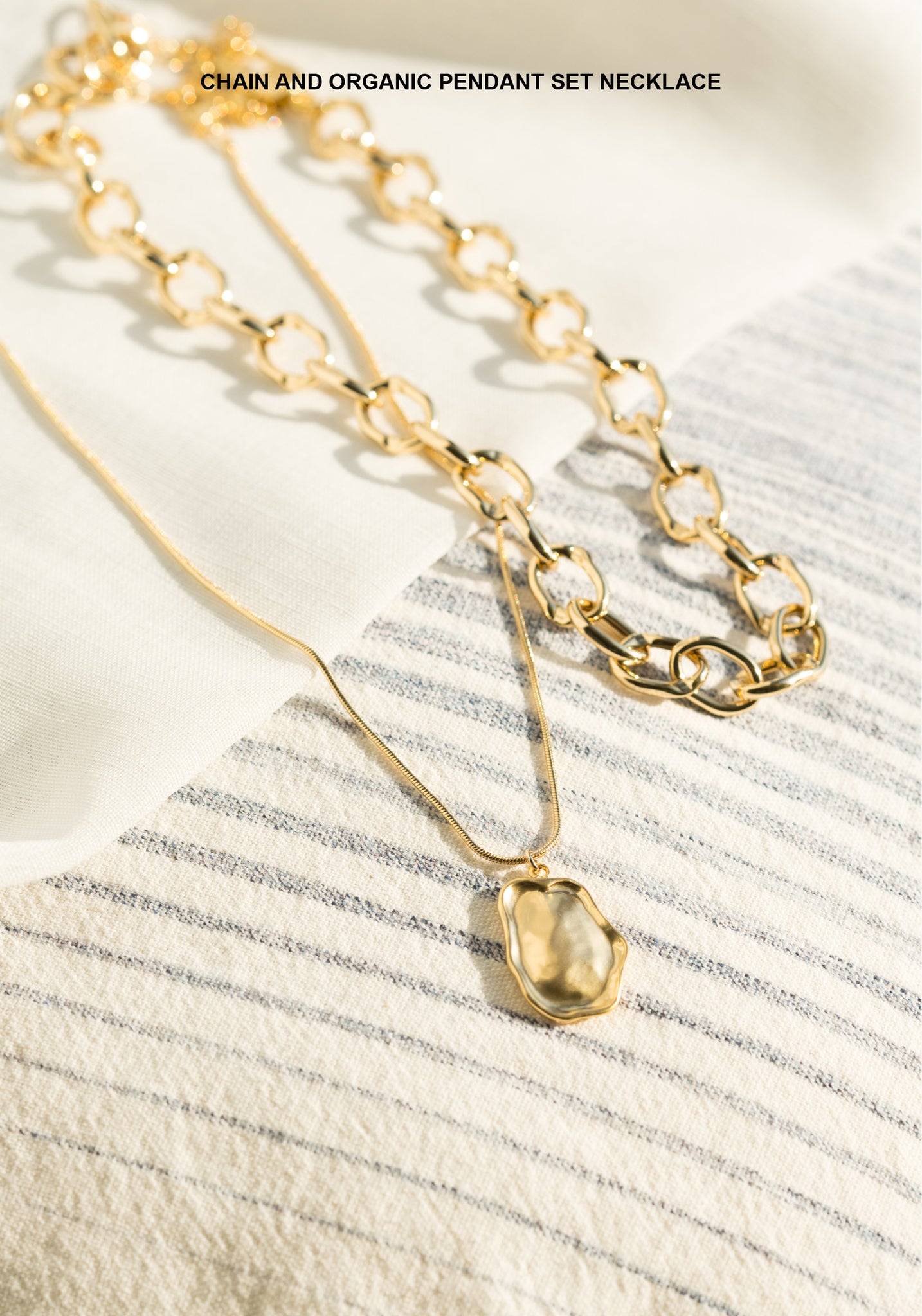 Chain And Organic Pendant Set Necklace - whoami