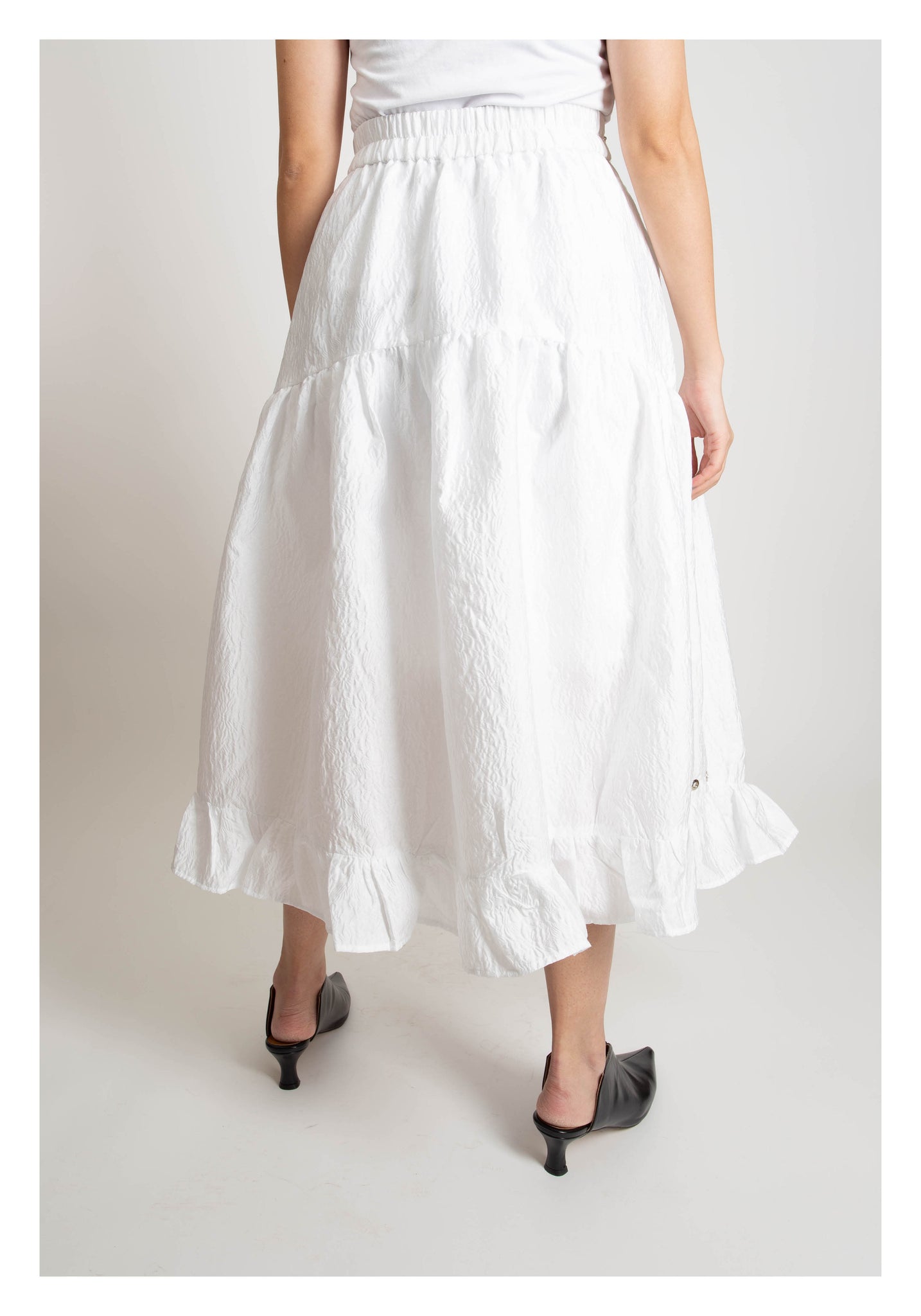 Floral Jacquard Skirt White - whoami