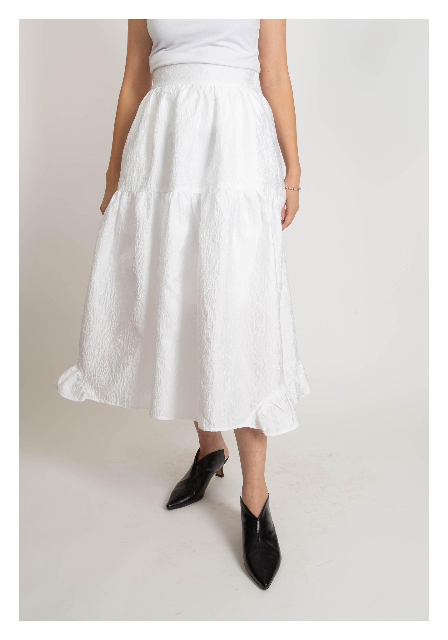 Floral Jacquard Skirt White - whoami