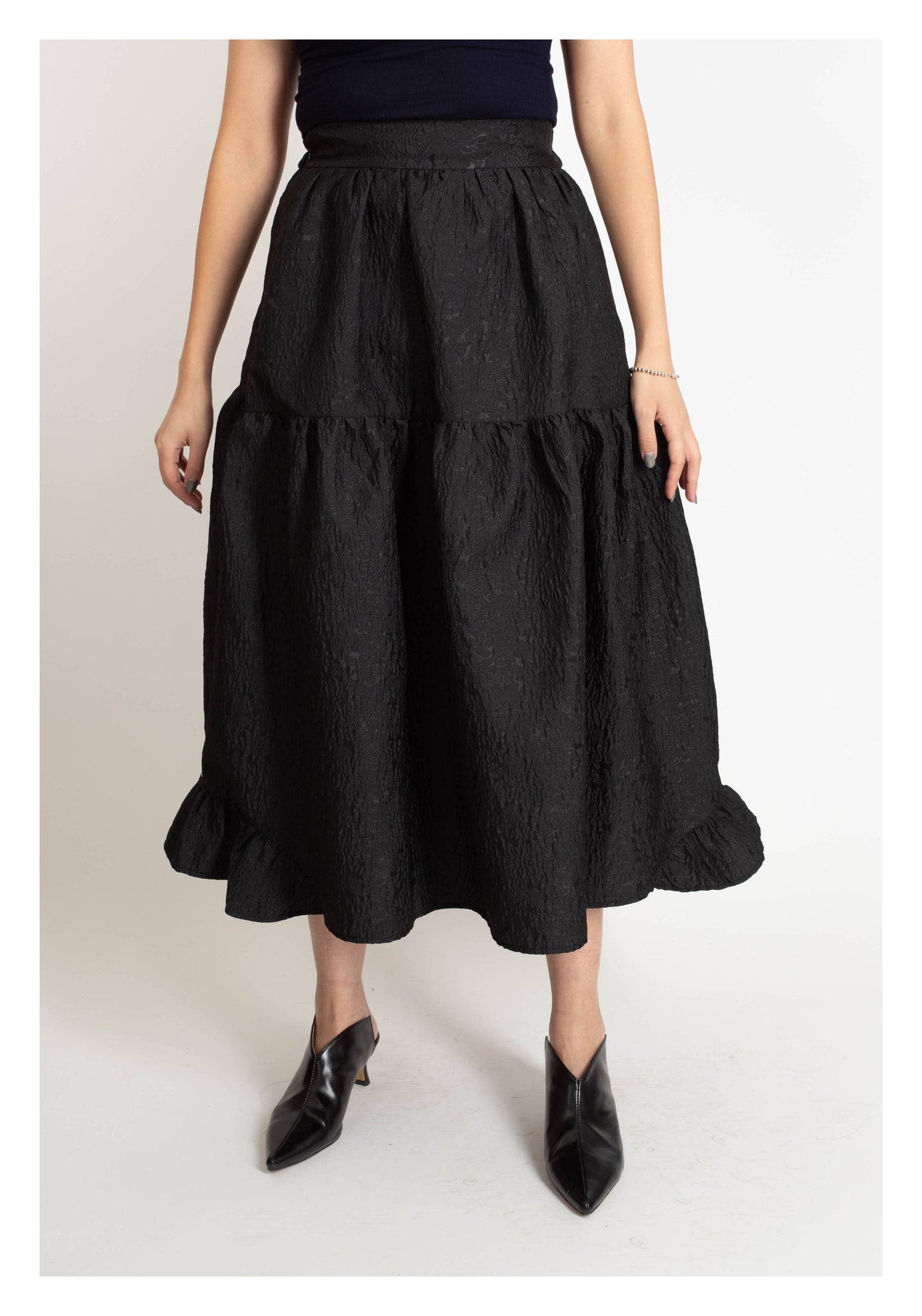 Floral Jacquard Skirt Black - whoami