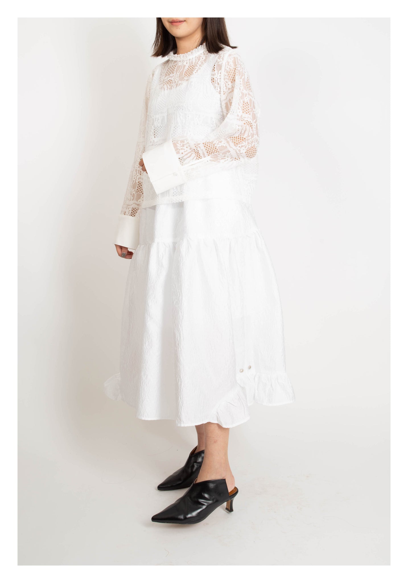 Floral Jacquard Skirt White - whoami