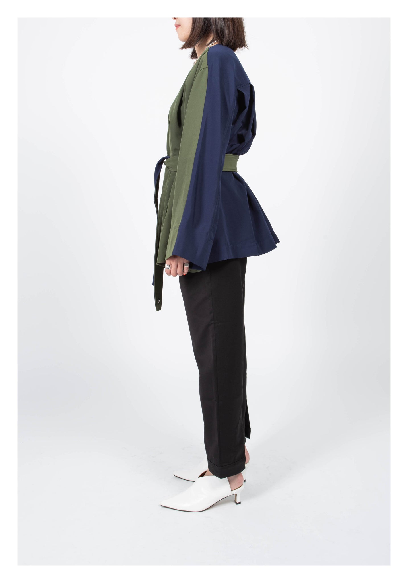 Lady Boss Paneled Wrap Jacket Navy