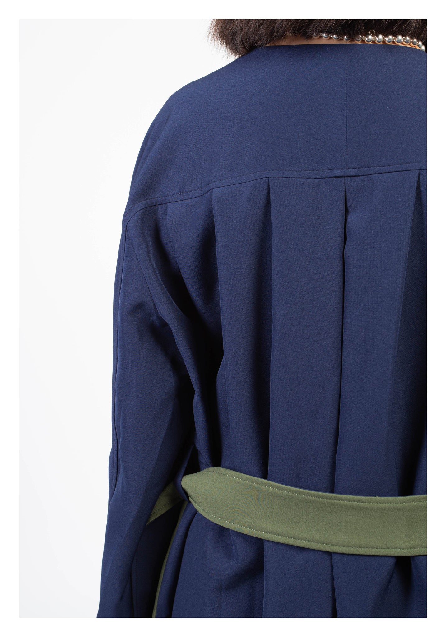 Lady Boss Paneled Wrap Jacket Navy