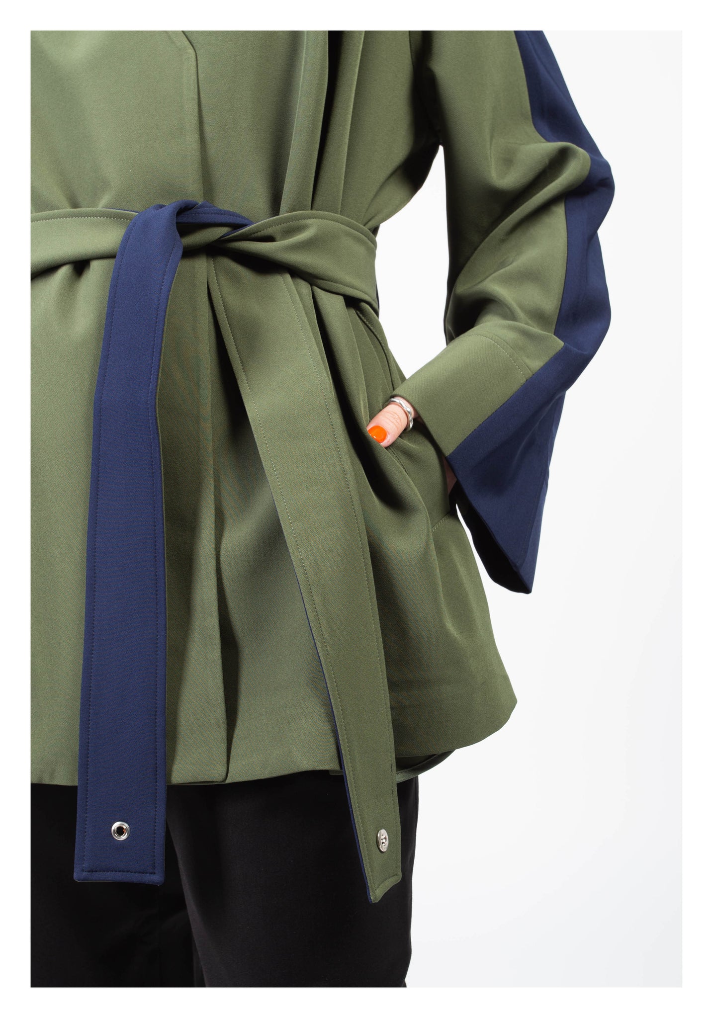 Lady Boss Paneled Wrap Jacket Navy