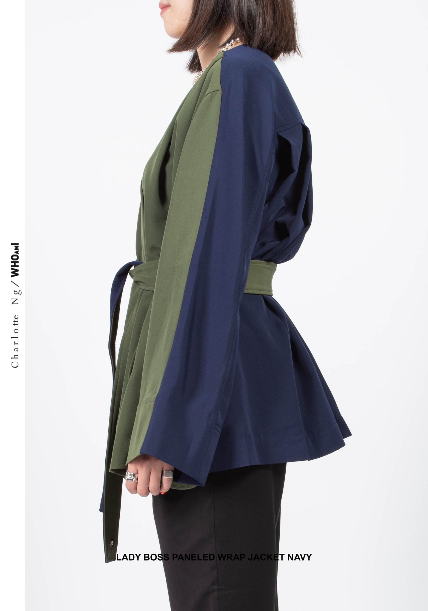 Lady Boss Paneled Wrap Jacket Navy