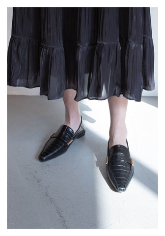 Side Metal Loafer Croc Effect - whoami