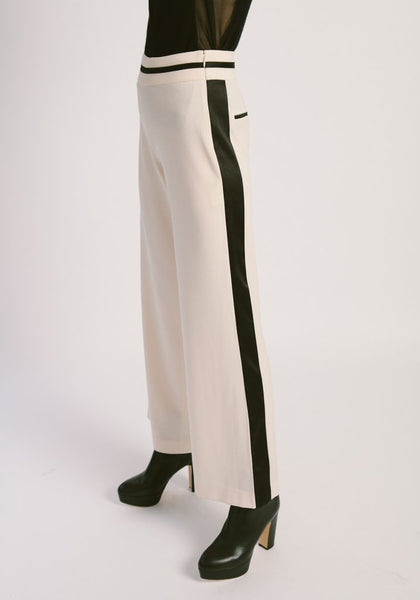 Contrast Binding Wool Pants Ivory - whoami