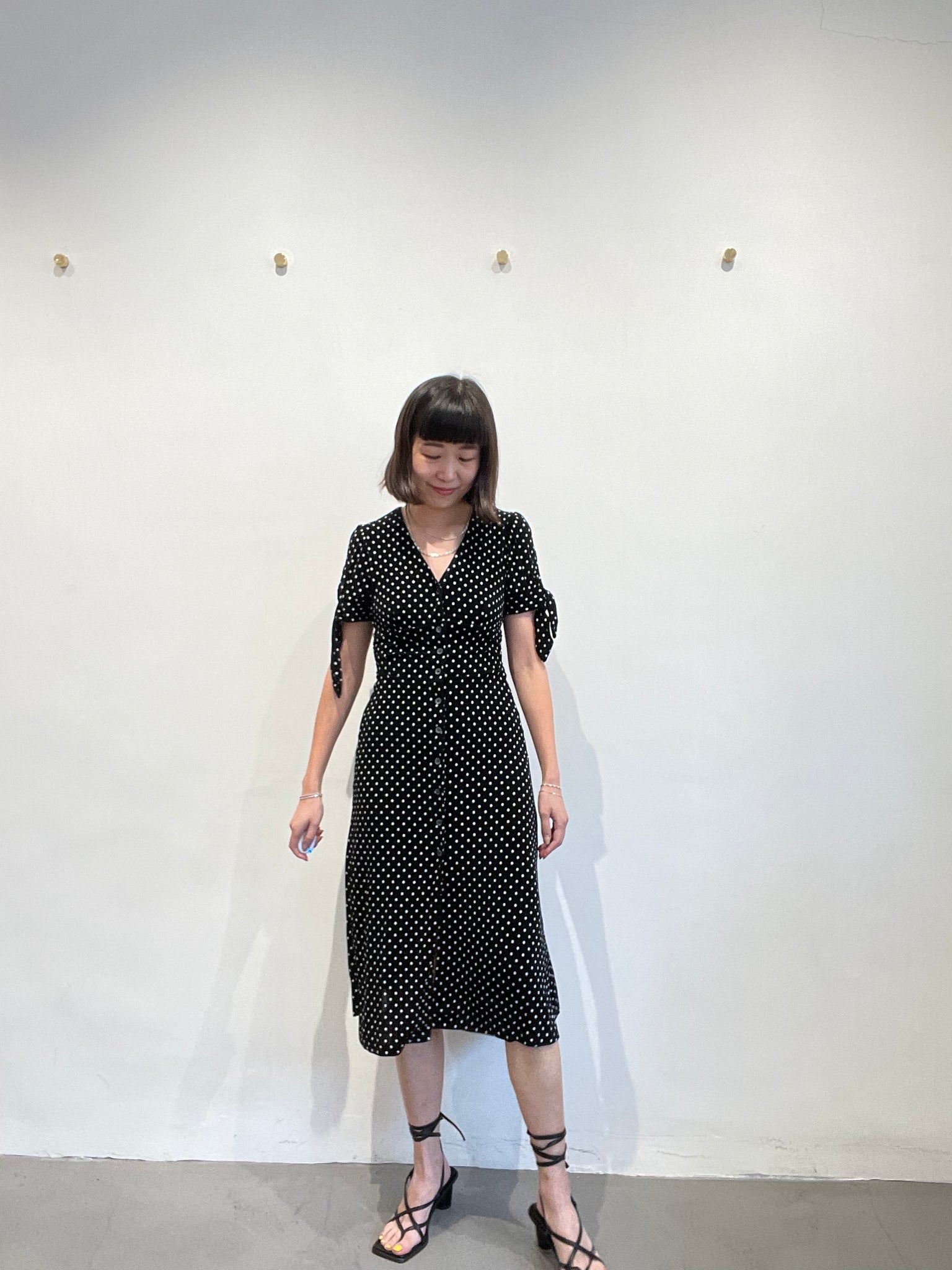 Delicate Ribbed Slim French Dot Dress