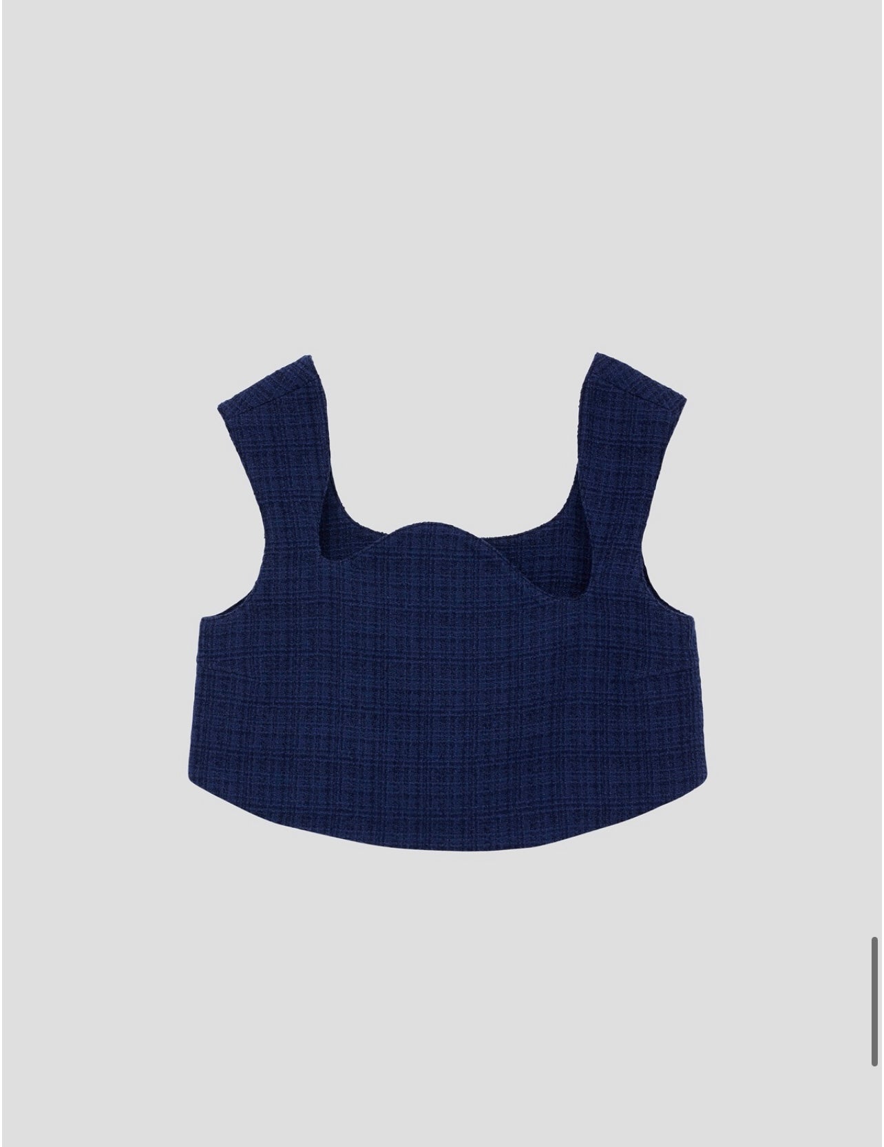 IKARO TWEED CURVED CROP TOP(INK NAVY)