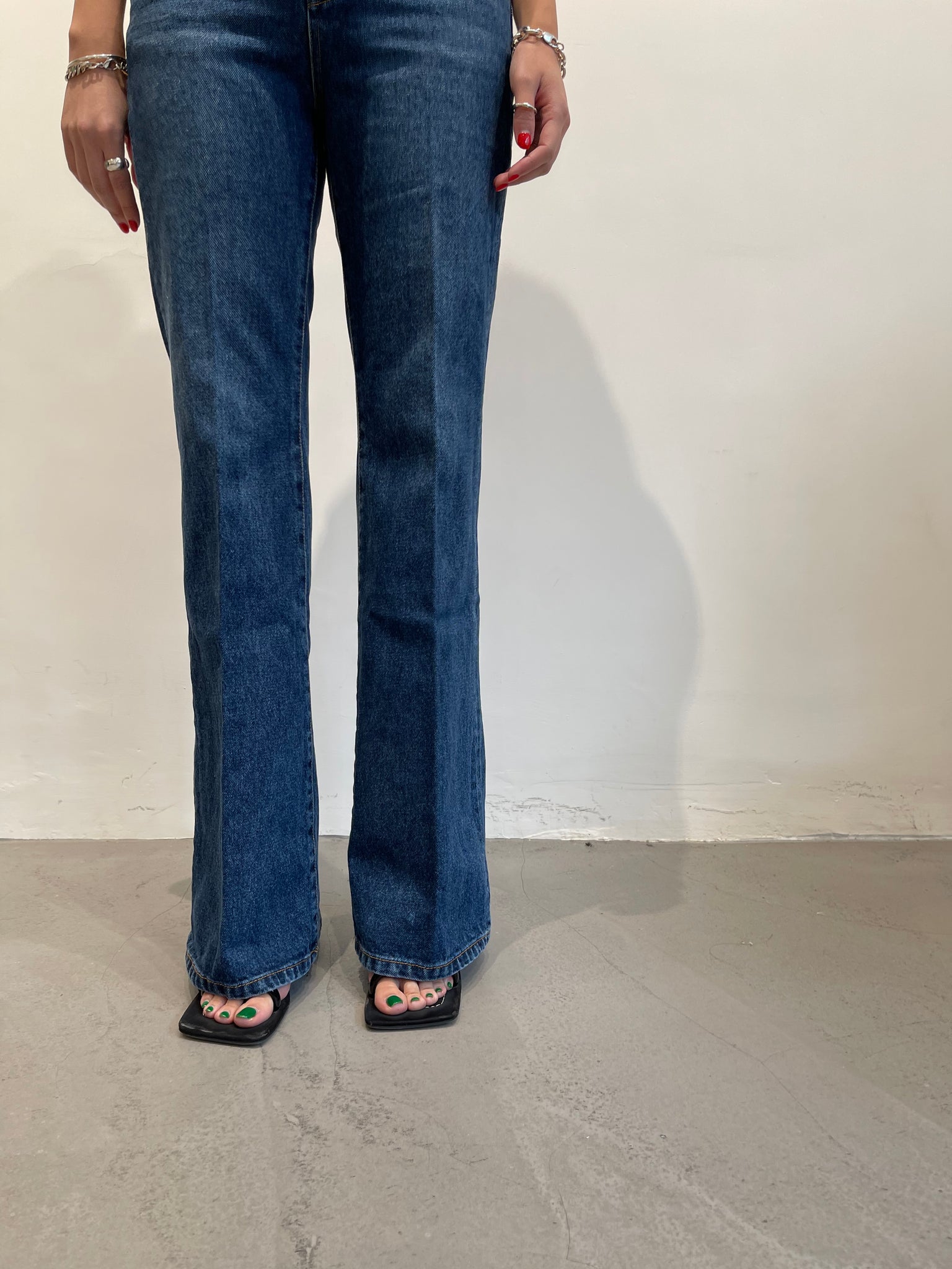Premium Nice Washed Dark Blue Boot Cut Jeans