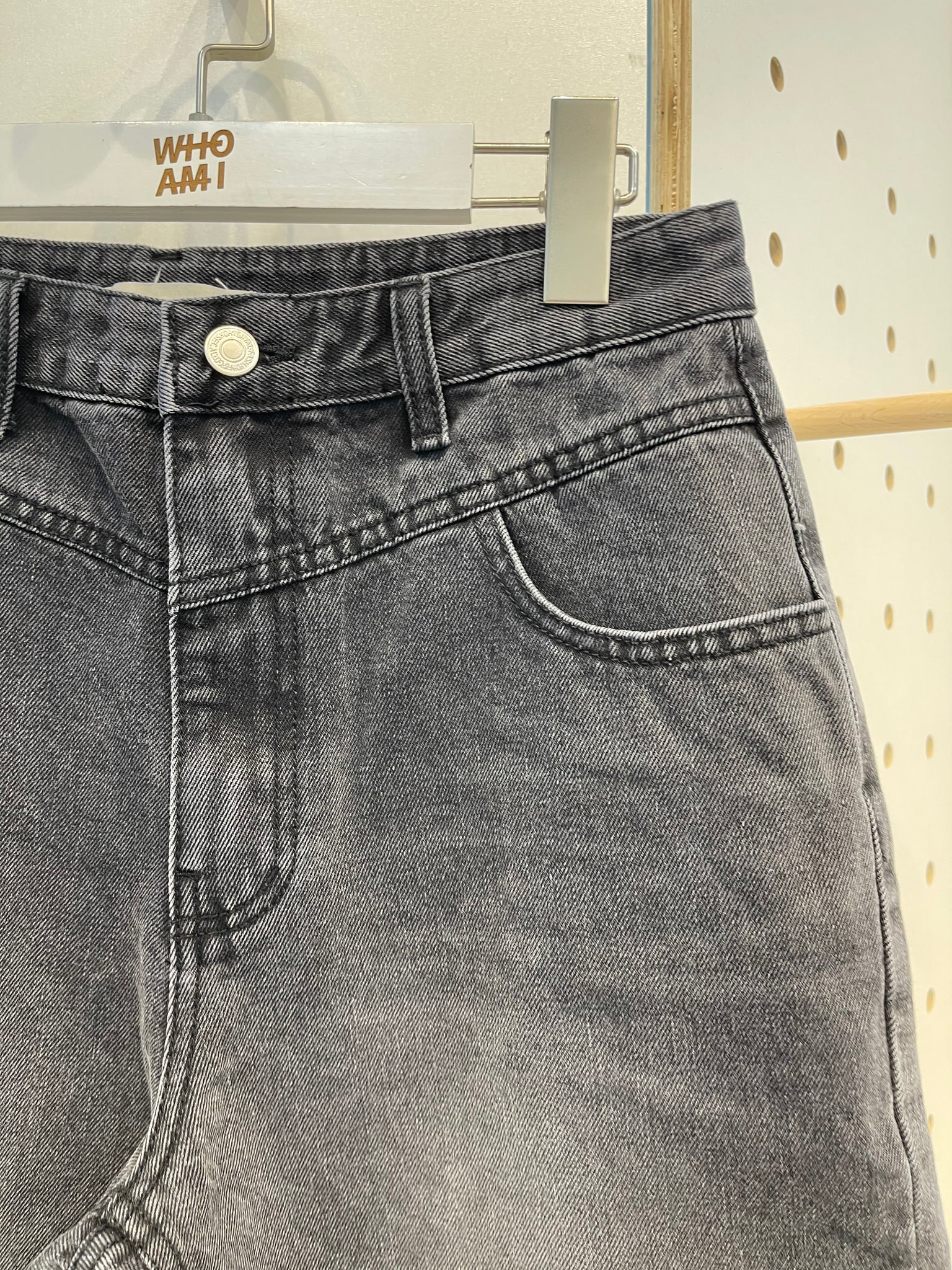 Mid Length Denim Shorts Black