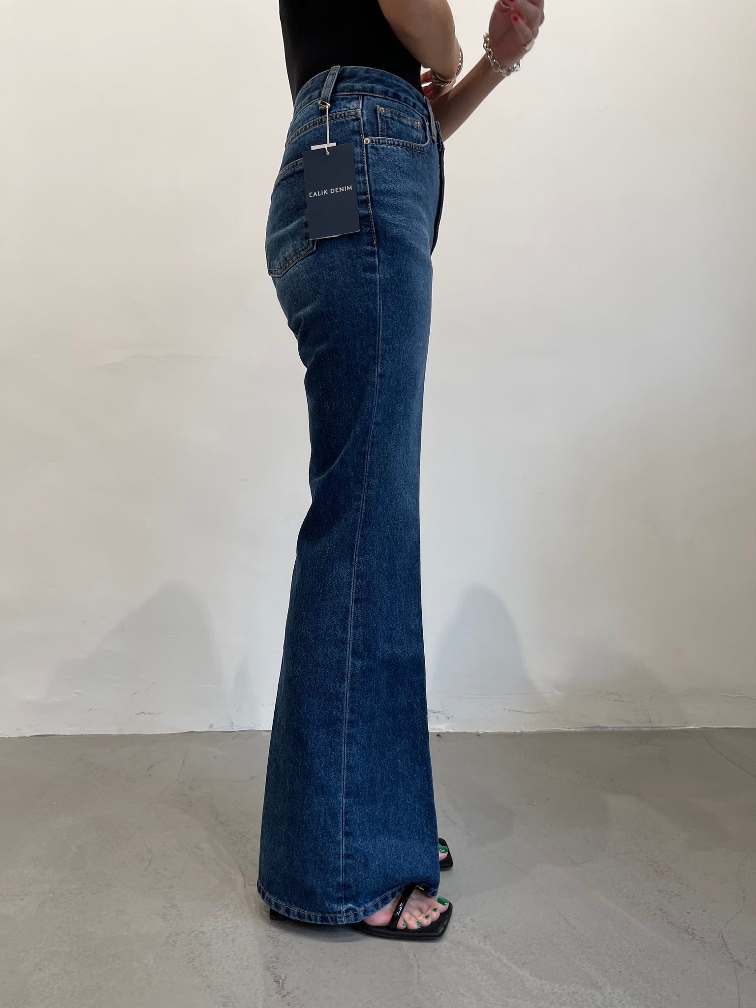Premium Nice Washed Dark Blue Boot Cut Jeans