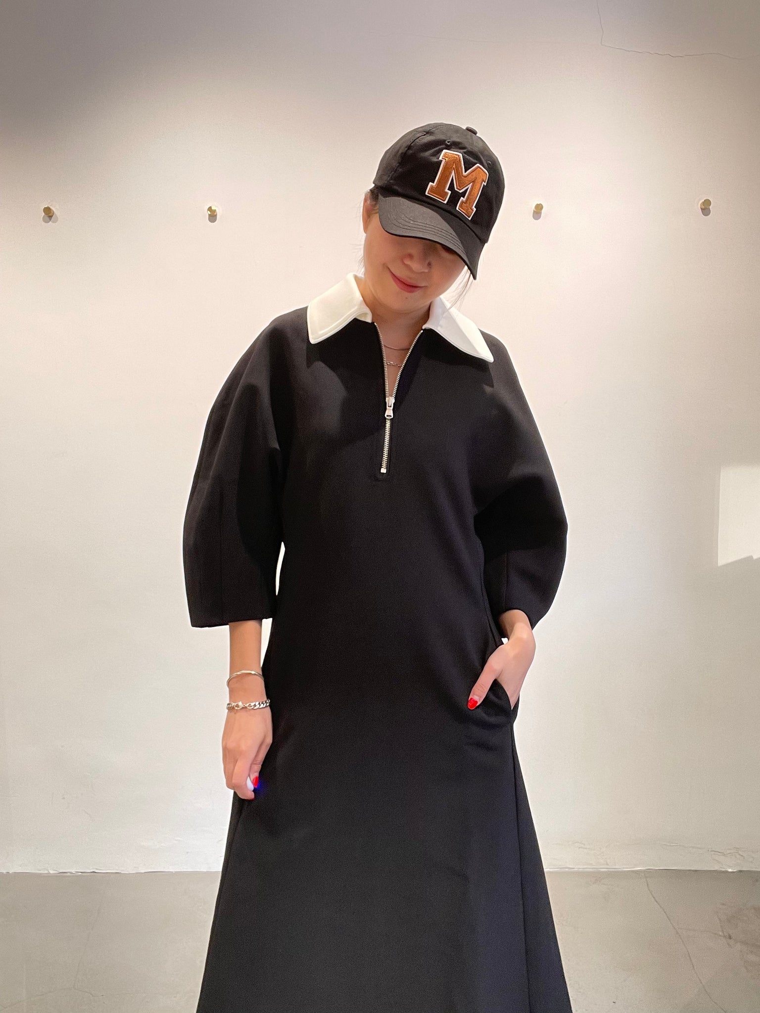 Quality 3D Sleeve Collar Slim Cut Dress Black