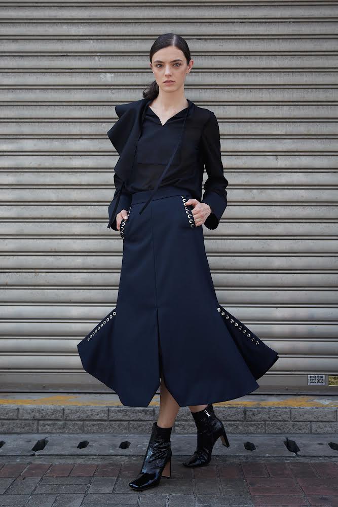 Braided Peplum Skirt Navy