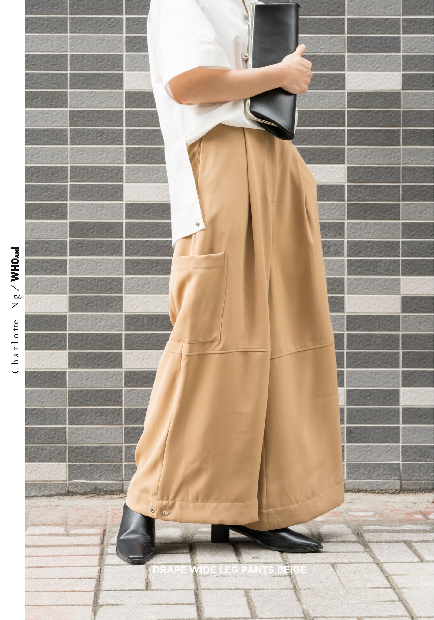 Drape Wide Leg Pants Beige - whoami