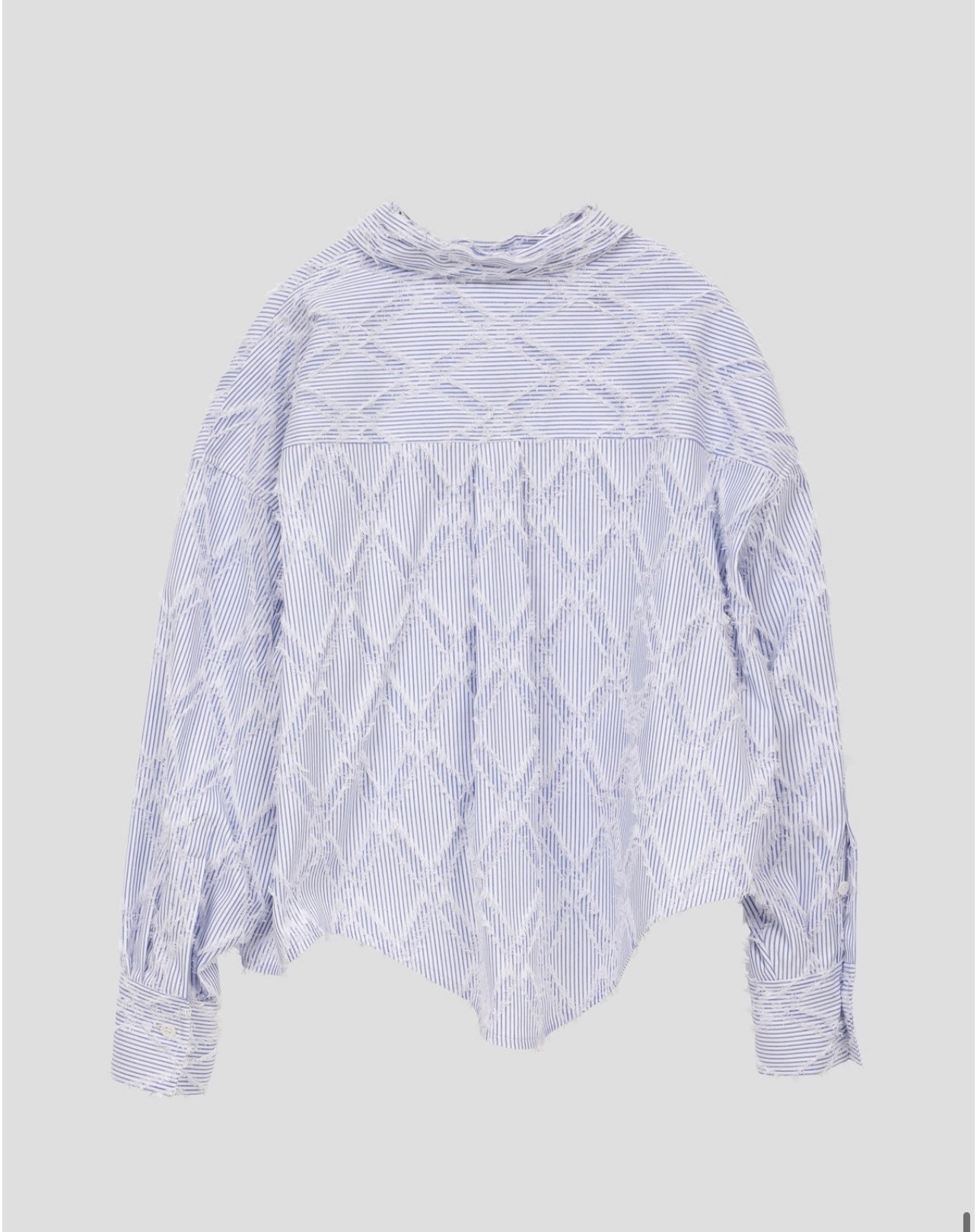 BOHEMIA TASSEL STRIPE OVER CROP SHIRT (BLUE)