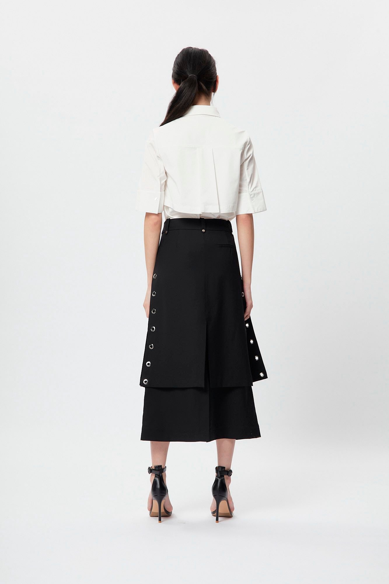 Layer Eyelet Skirt Black