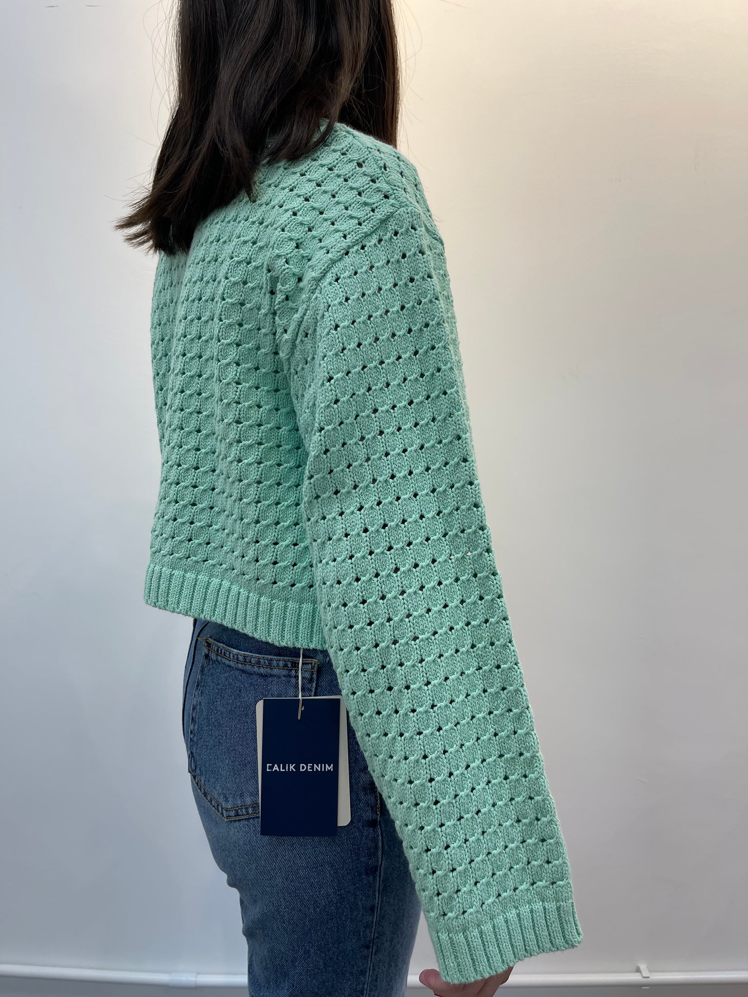 Die Cut Candy Knit Top Mint