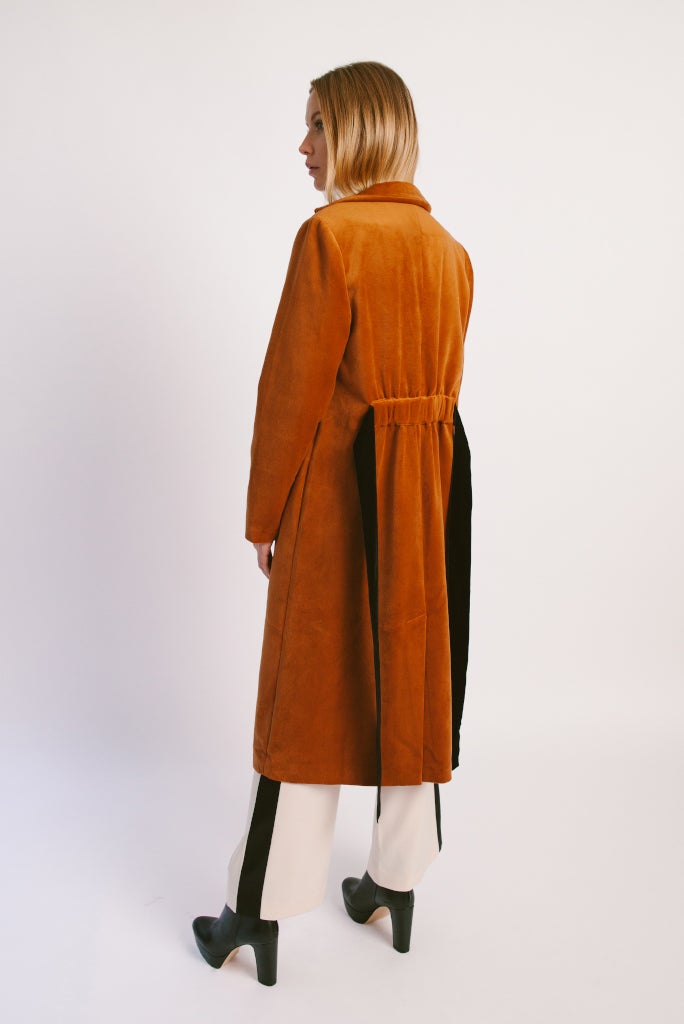 Velvet Back Ruched Roe Coat