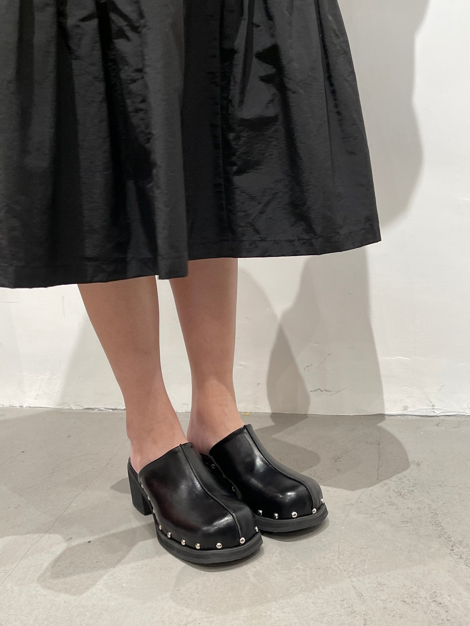 Stud Platform Mules Black
