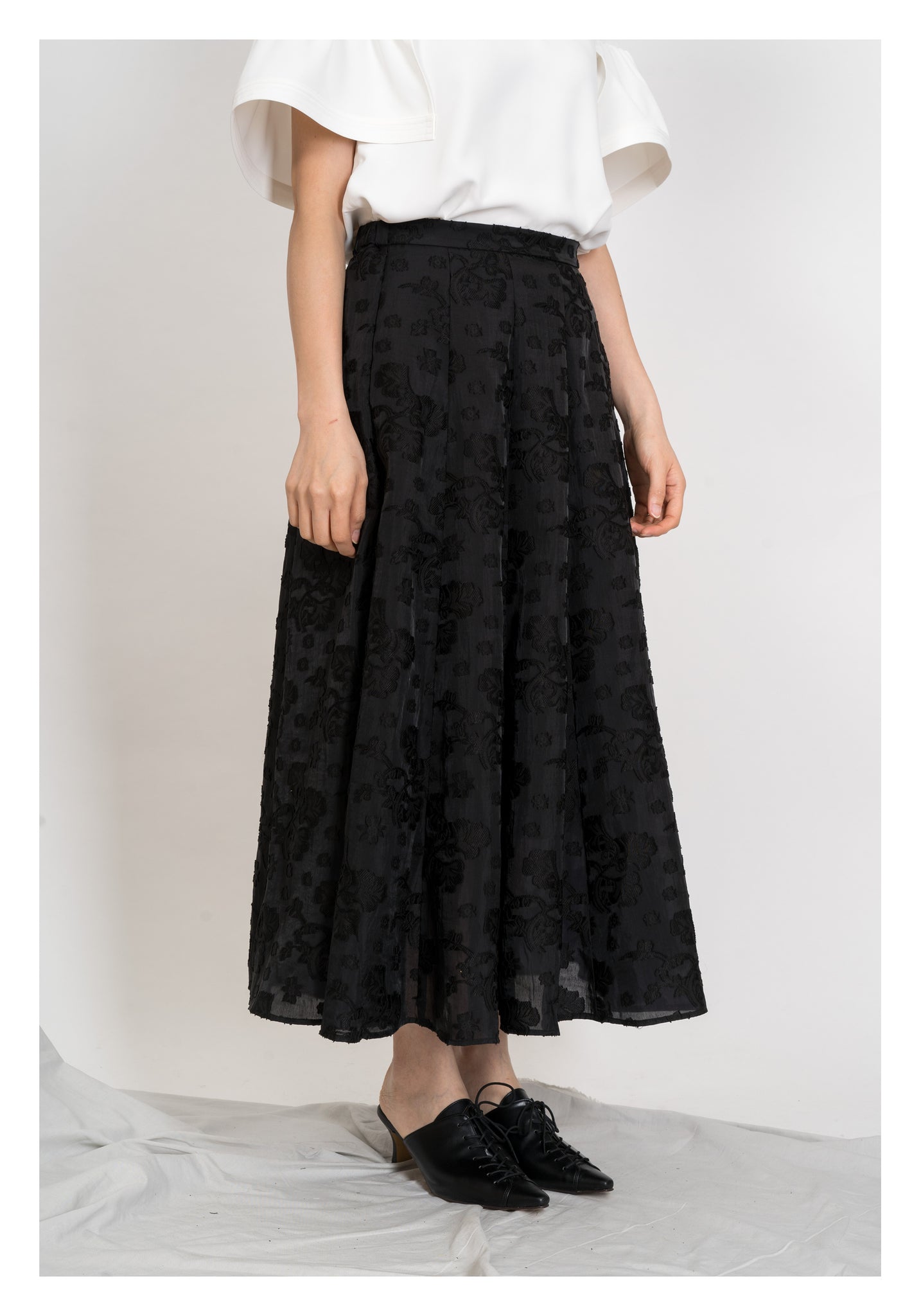 Emma Floral Patched Skirt Black - whoami