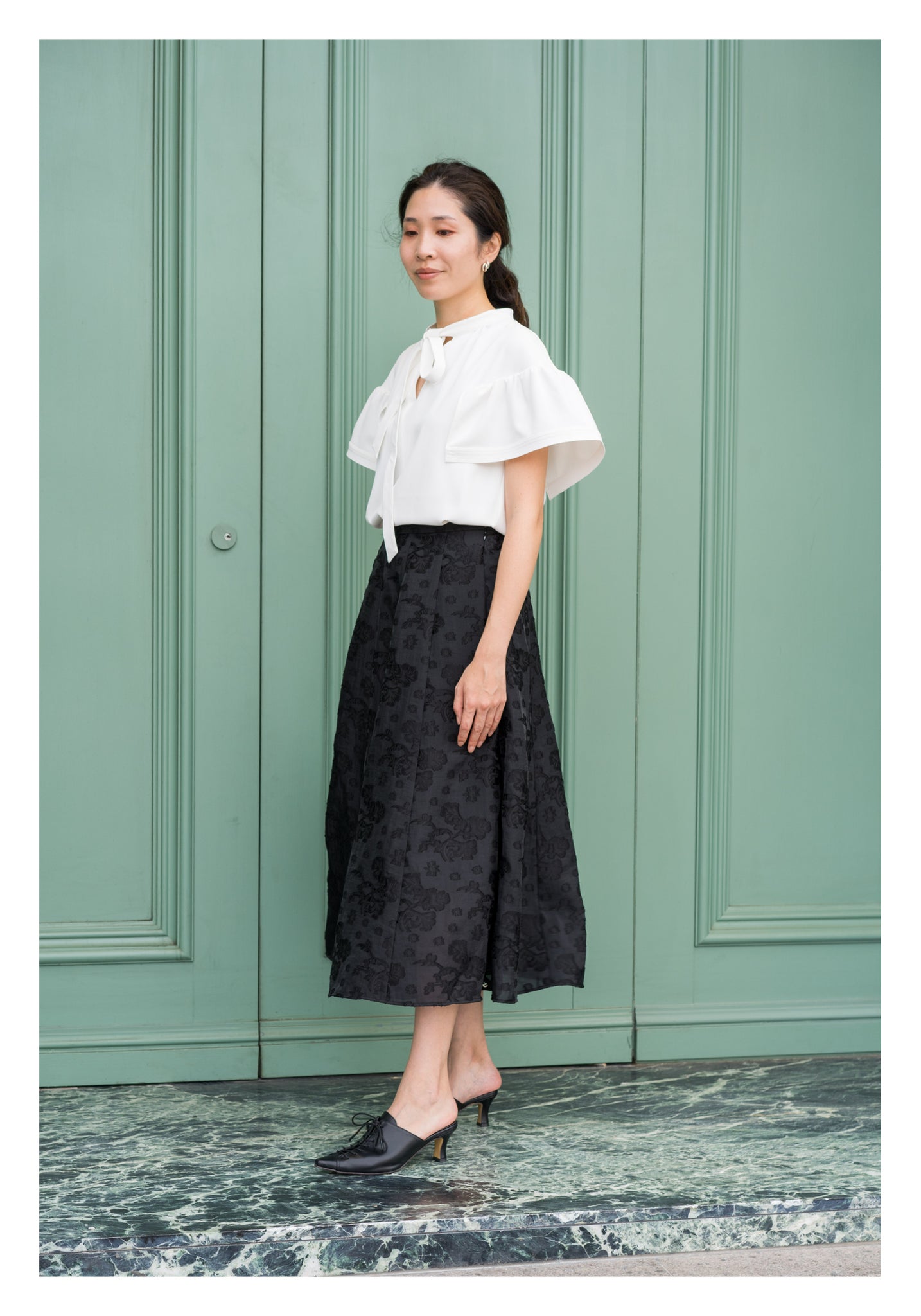 Emma Floral Patched Skirt Black - whoami